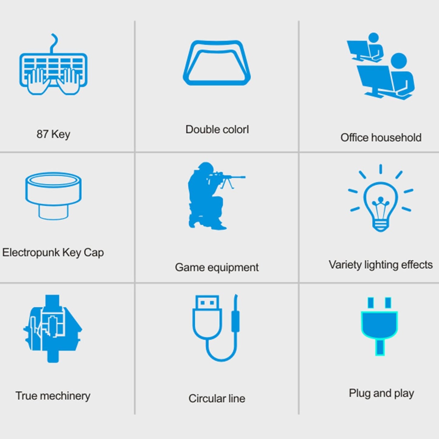 K550 Mechanical Gaming Keyboard 87Key Wired Game Keyboard RGB Backlit White