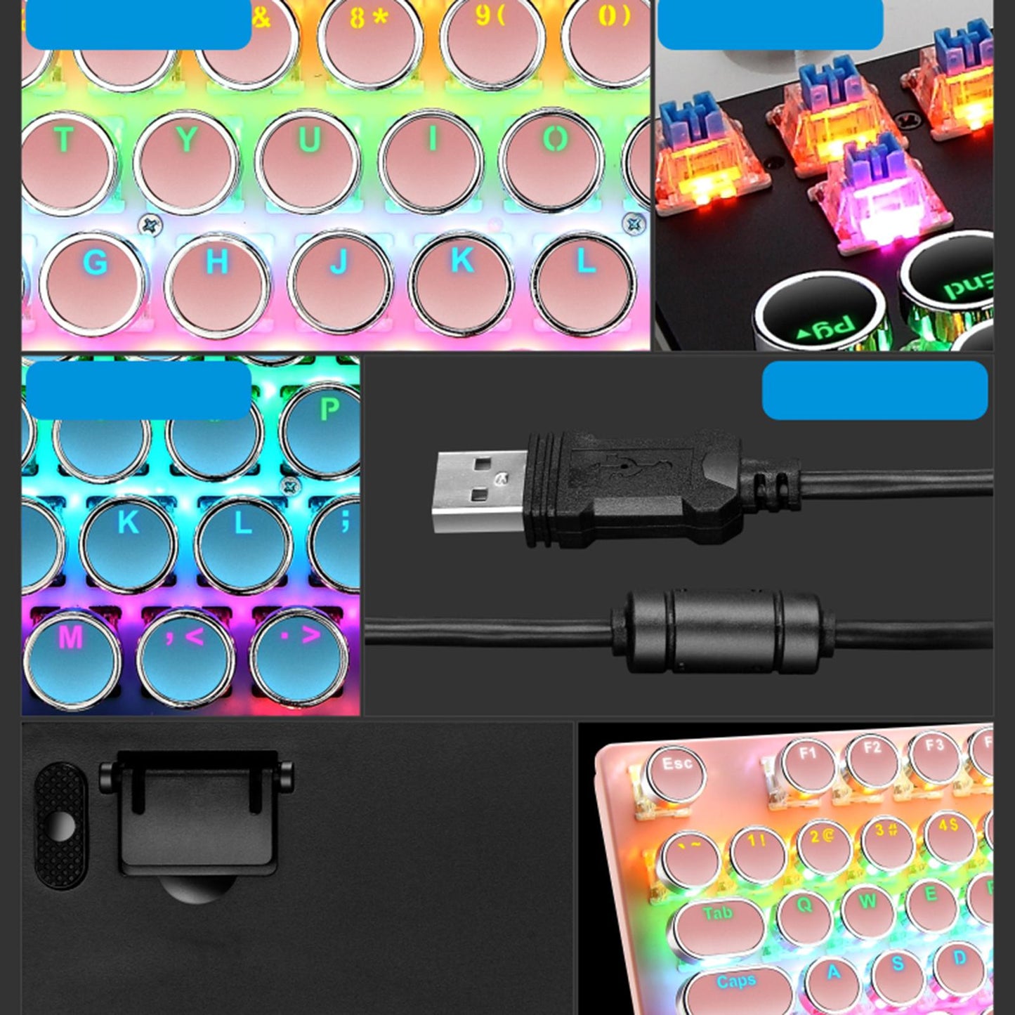 K550 Mechanical Gaming Keyboard 87Key Wired Game Keyboard RGB Backlit Pink