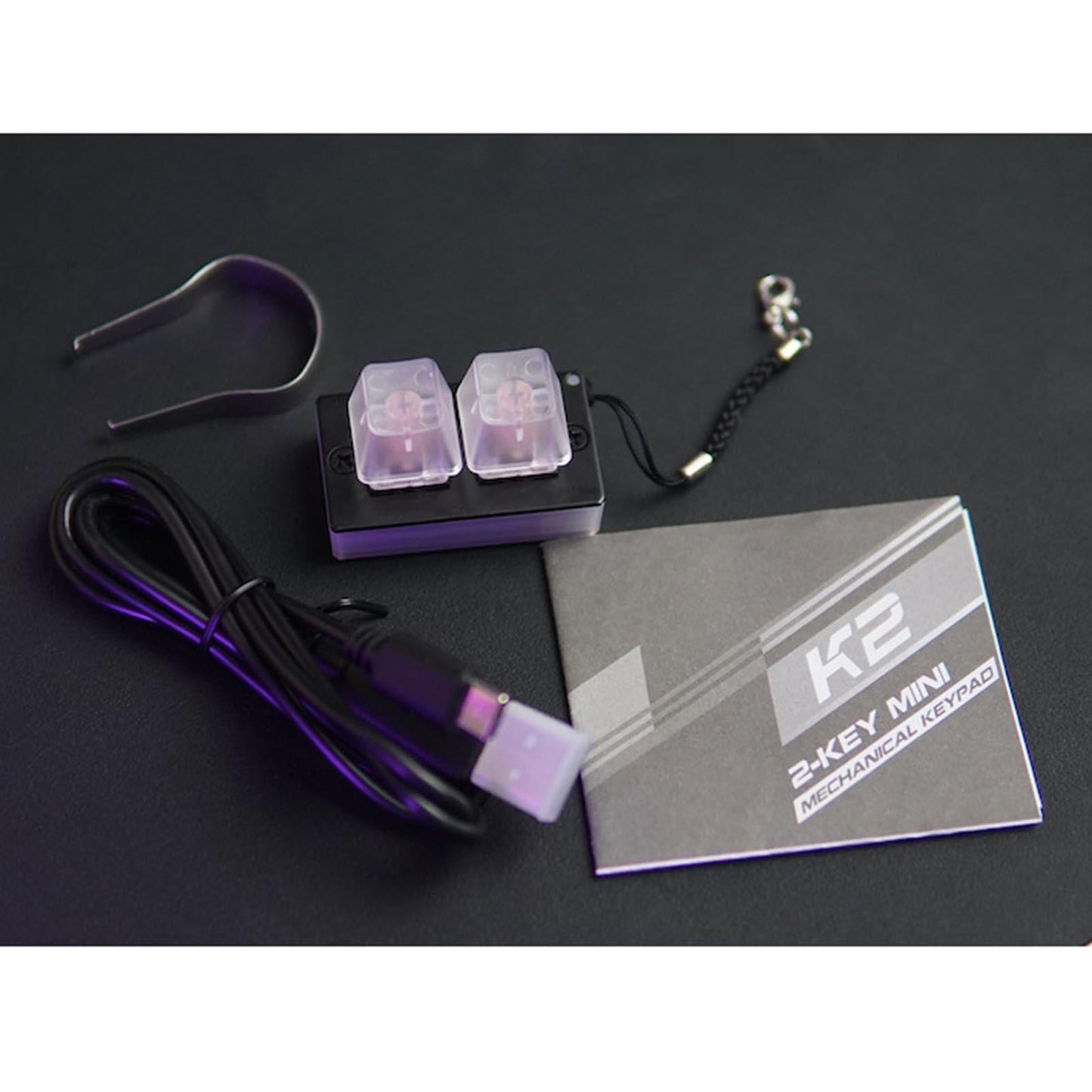 2-Key Keypad Mechanical Keyboard Hot Swap RGB Cool Backlit Detachable for PC