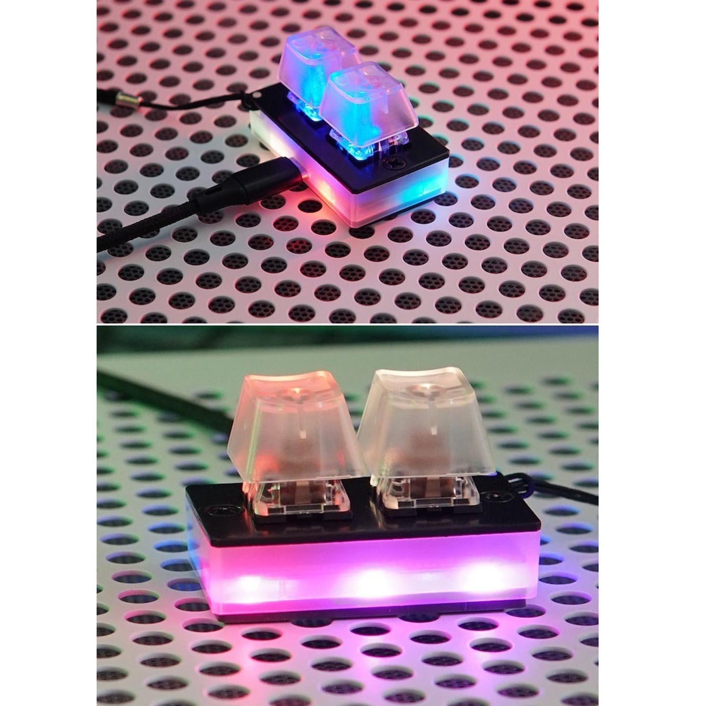 2-Key Keypad Mechanical Keyboard Hot Swap RGB Cool Backlit Detachable for PC