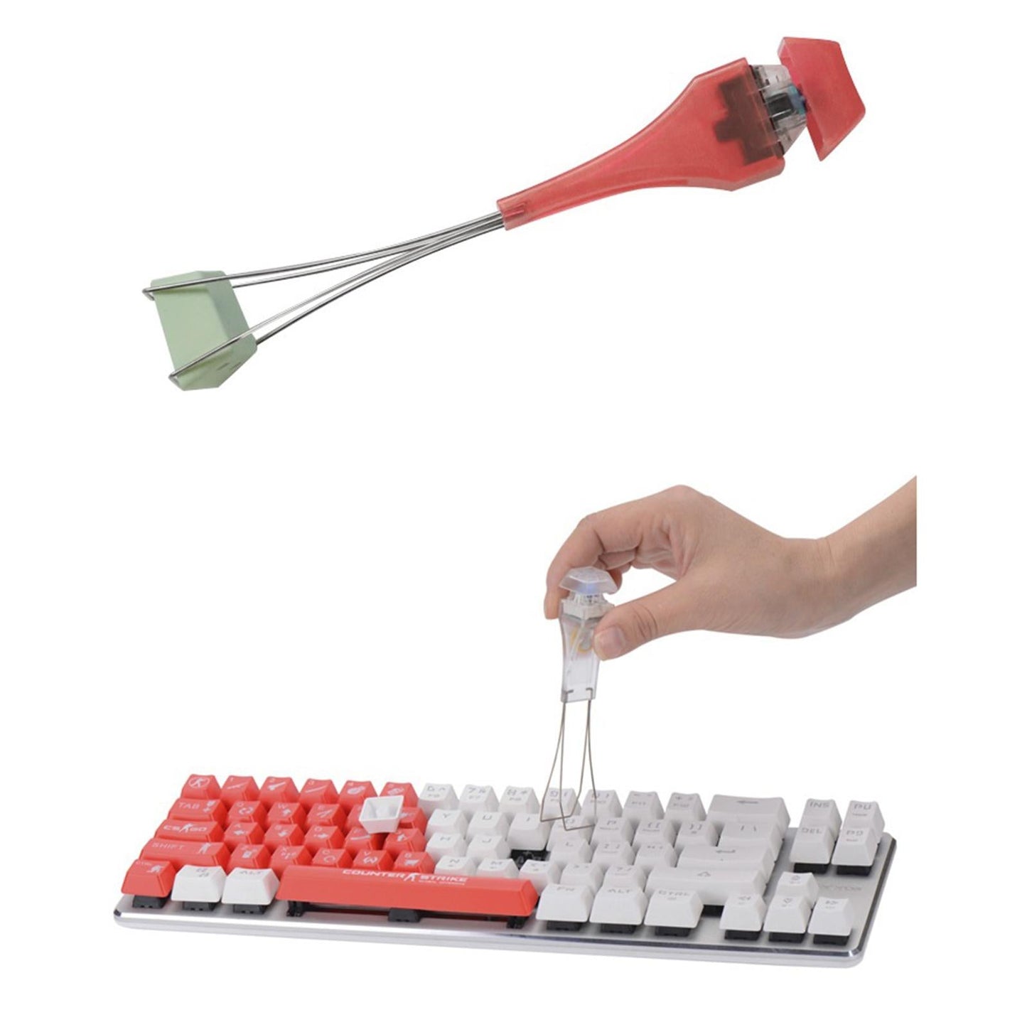 2 in 1 Keycaps Puller Switch Removal Tool for Mechanical Keyboard Sky Blue