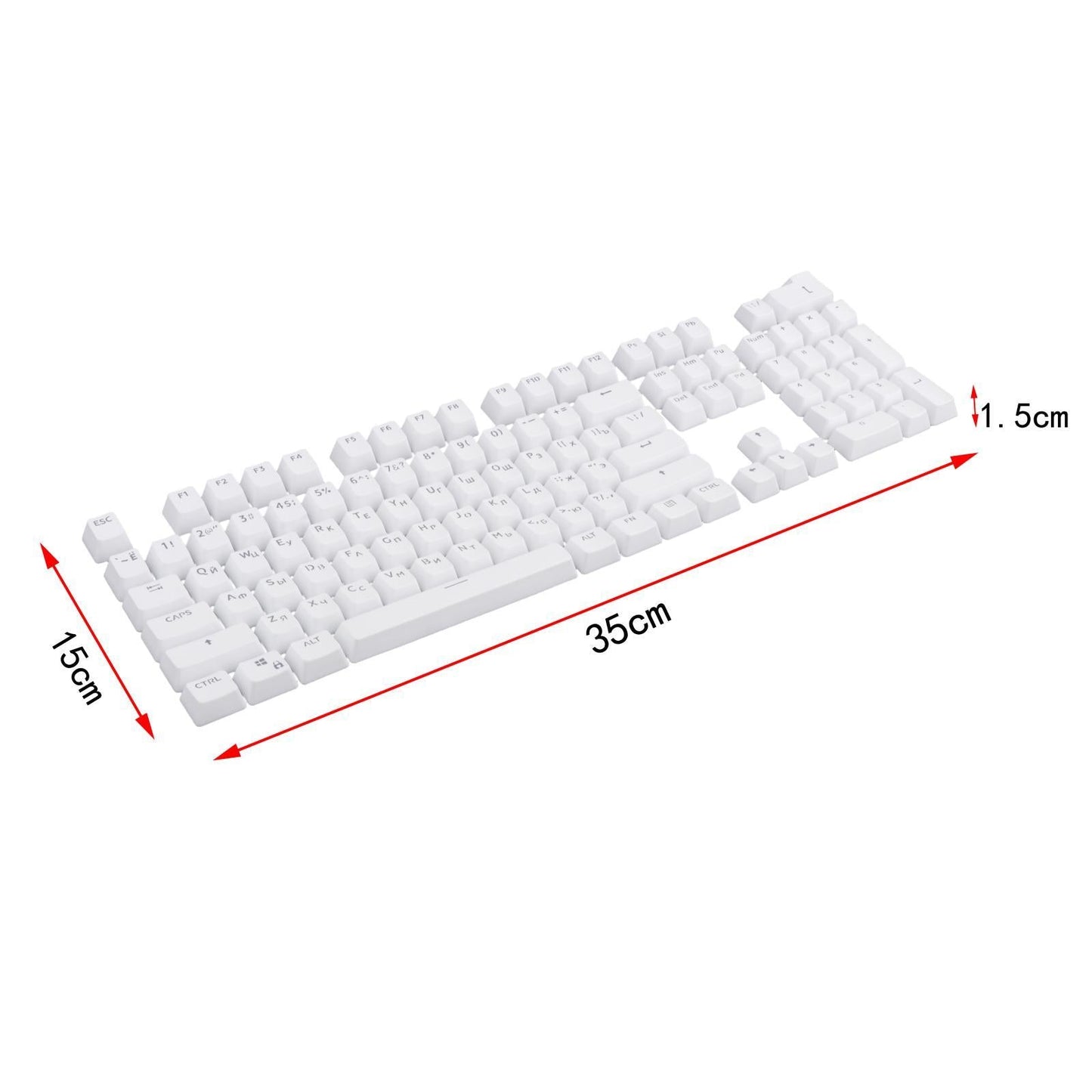 104 Key Caps PBT US Layout Keyset for CHERRY MX Mechanical Gaming Keyboard Russian White Translucent