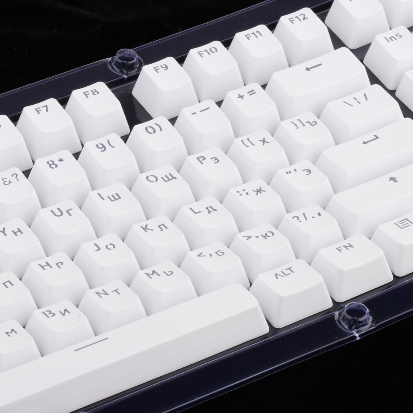 104 Key Caps PBT US Layout Keyset for CHERRY MX Mechanical Gaming Keyboard Russian White Translucent