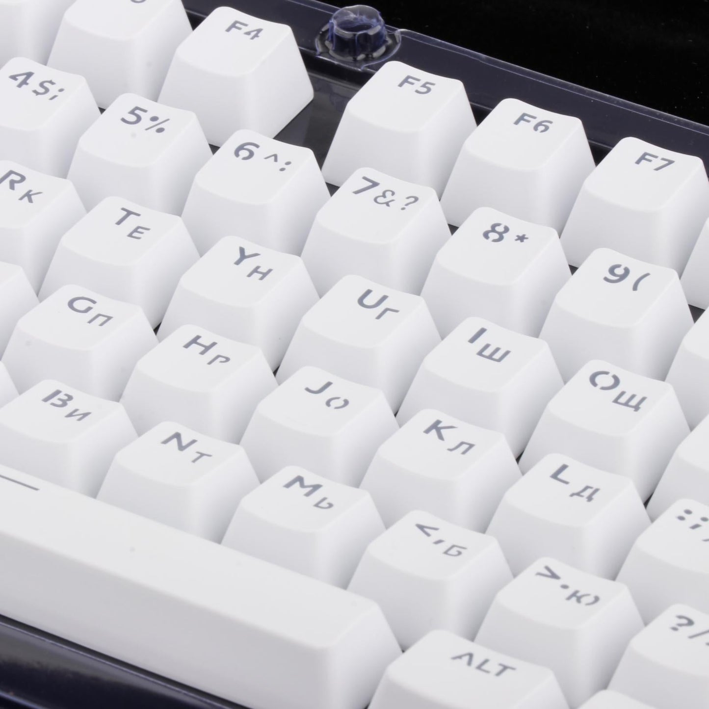 104 Key Caps PBT US Layout Keyset for CHERRY MX Mechanical Gaming Keyboard Russian White Translucent