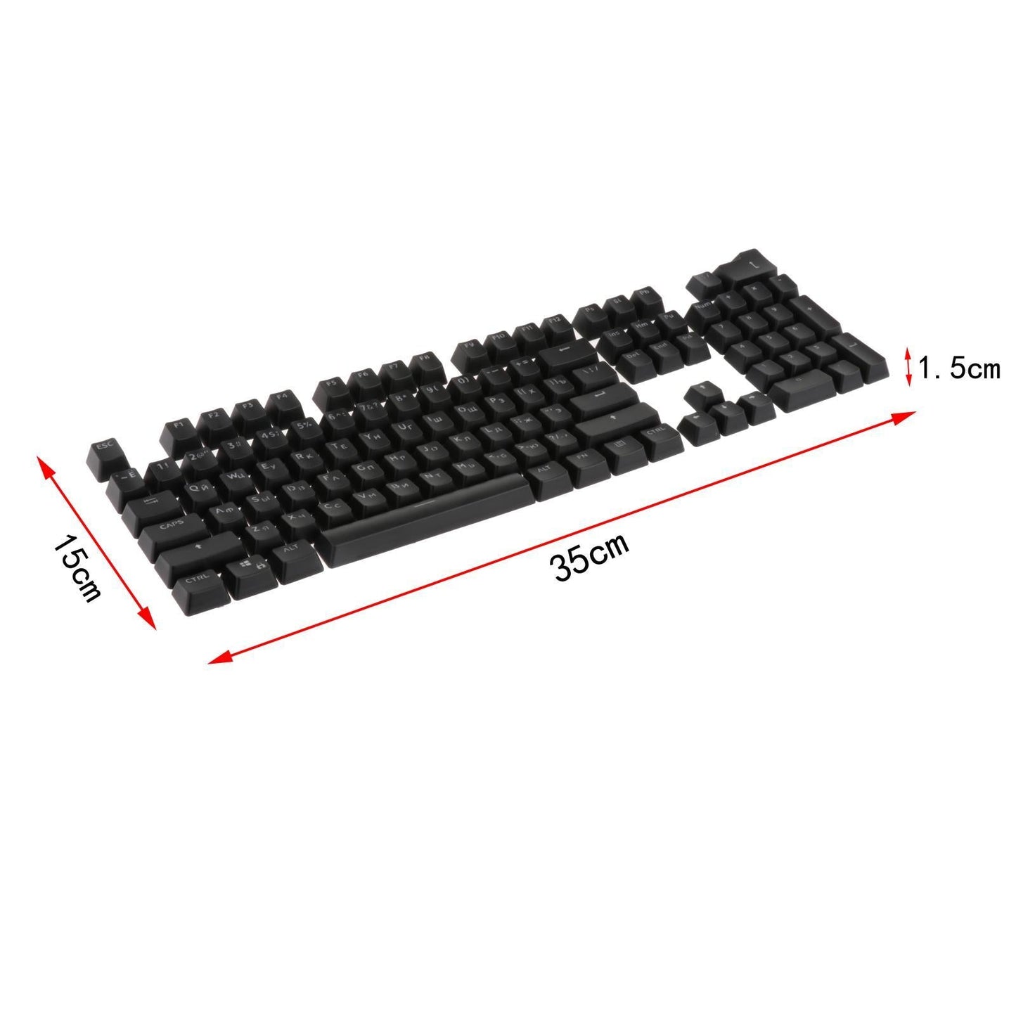 104 Key Caps PBT US Layout Keyset for CHERRY MX Mechanical Gaming Keyboard Russian Black Translucent