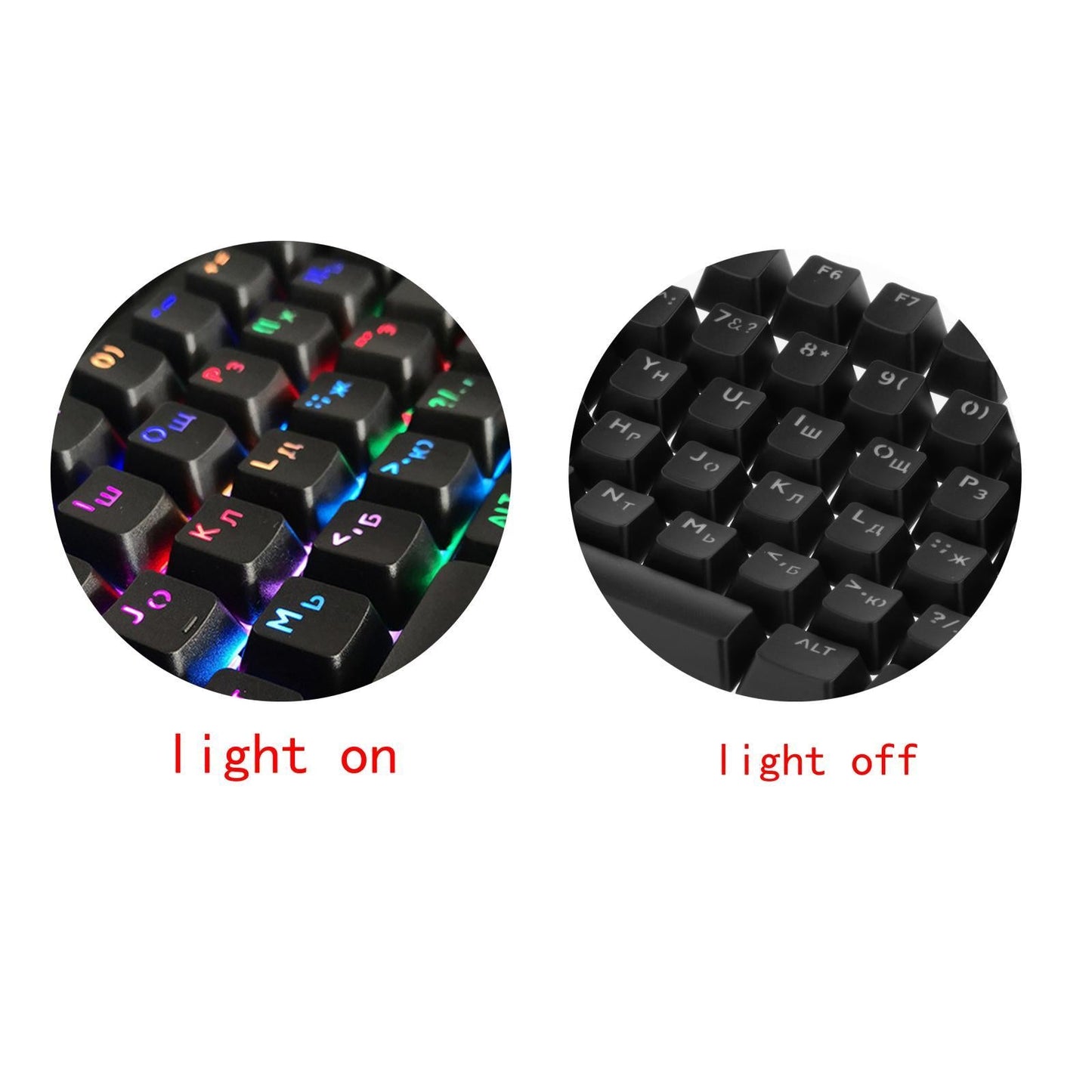 104 Key Caps PBT US Layout Keyset for CHERRY MX Mechanical Gaming Keyboard Russian Black Translucent