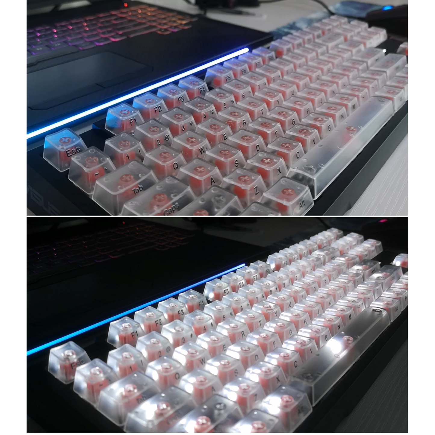 DIY Transparent Keycaps ABS Matte Treatment RGB for CHERRY MX/Clone Switches Orange Transparent