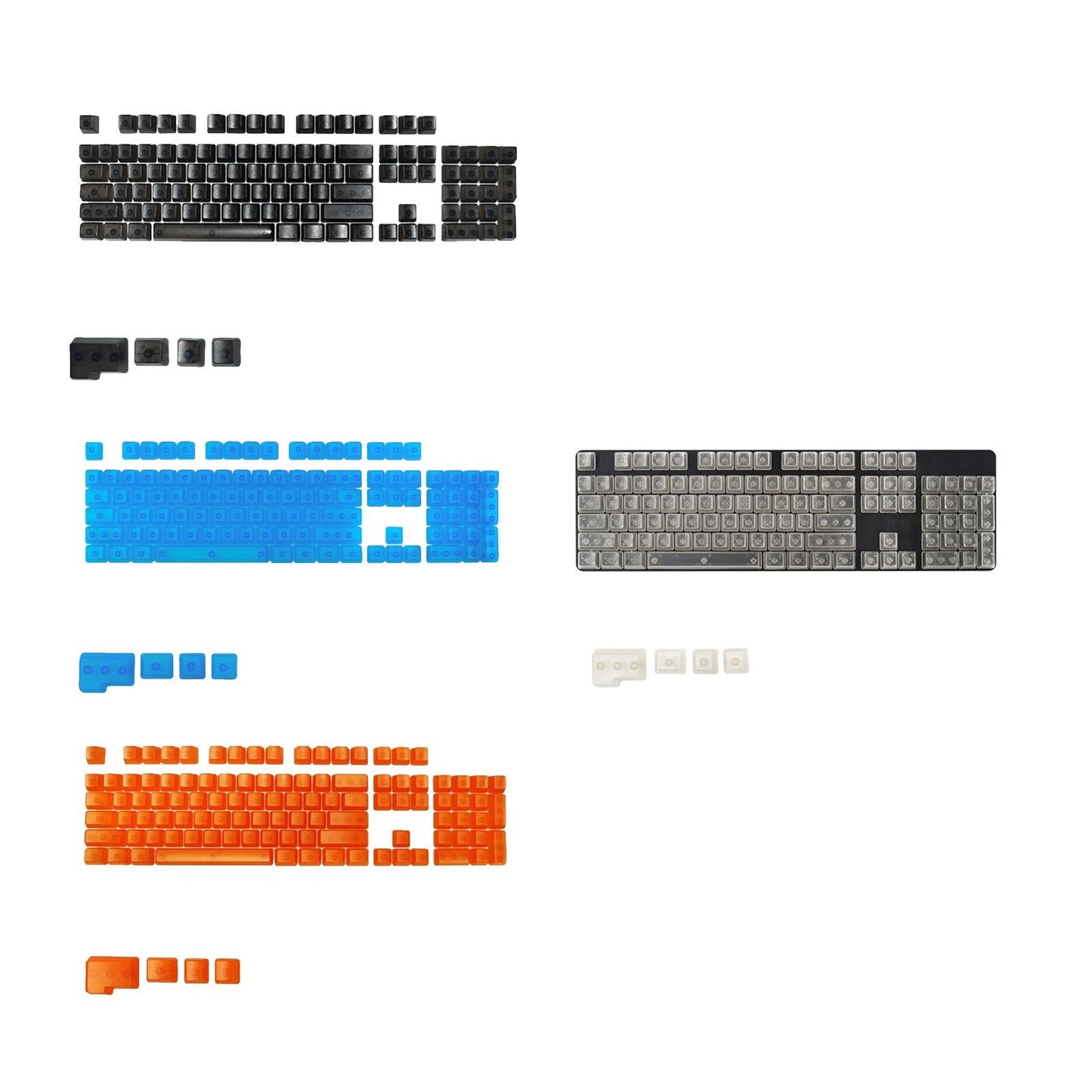 DIY Transparent Keycaps ABS Matte Treatment RGB for CHERRY MX/Clone Switches Orange Transparent