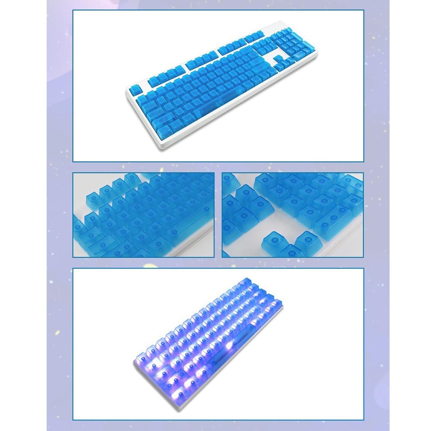 DIY Transparent Keycaps ABS Matte Treatment RGB for CHERRY MX/Clone Switches Fully Transparent