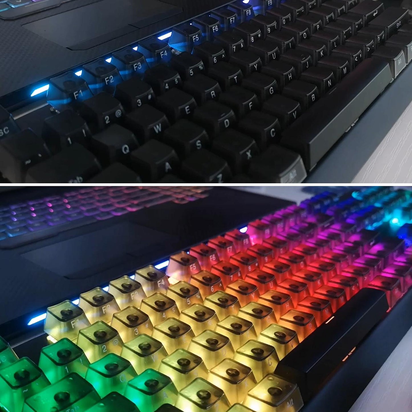 DIY Transparent Keycaps ABS Matte Treatment RGB for CHERRY MX/Clone Switches Blue Transparent