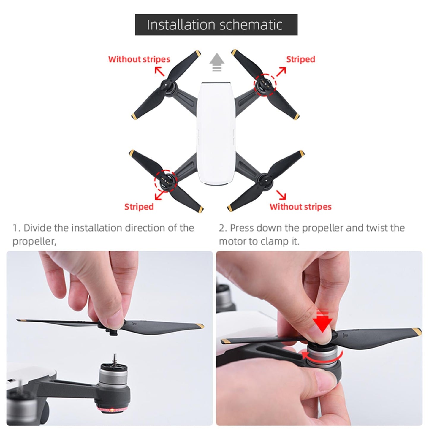 Quick-Release Propellers Parts for DJI Spark 4732S Drone White Rim 4 Pairs