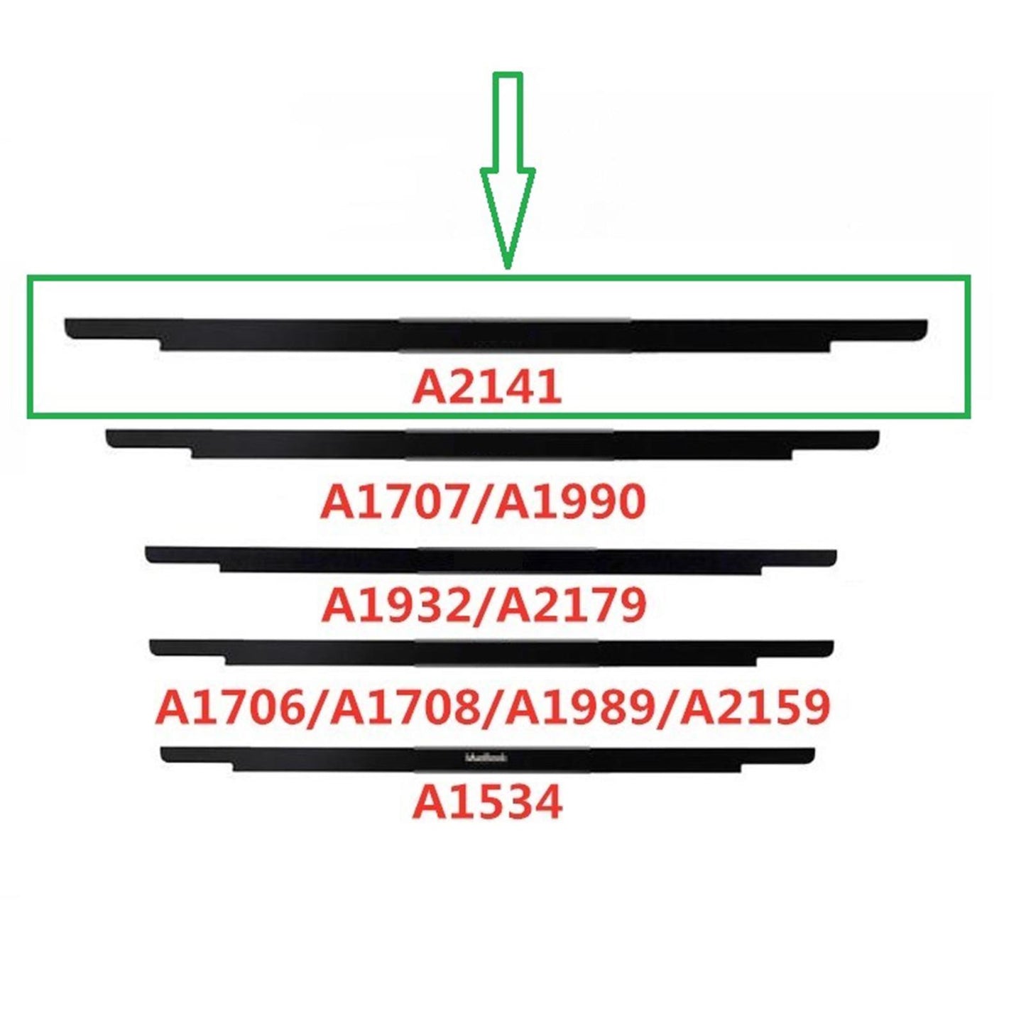 1Piece A2141 Glass Bezel Logo Strip Supplies for 16" Screen LCD Screen Black