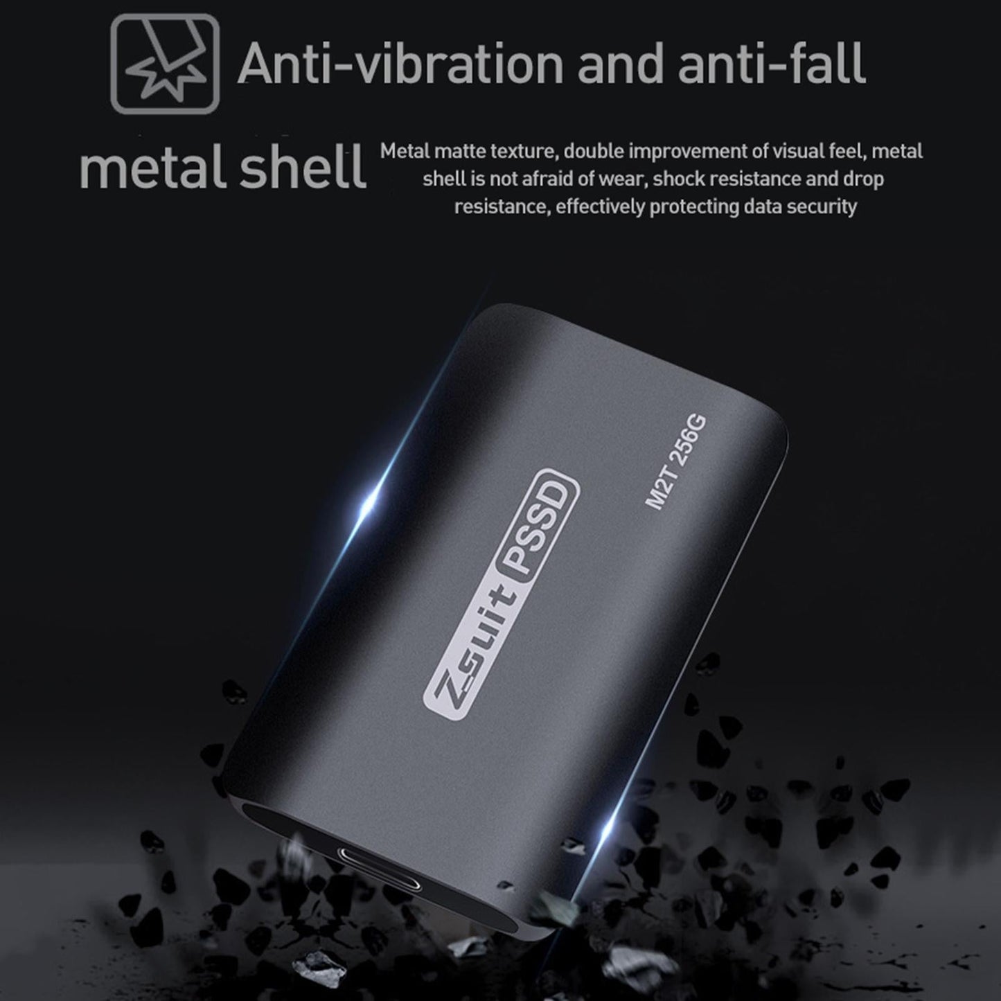 Portable Gray SSD Type-C External Solid State Drive for Desktop 128GB