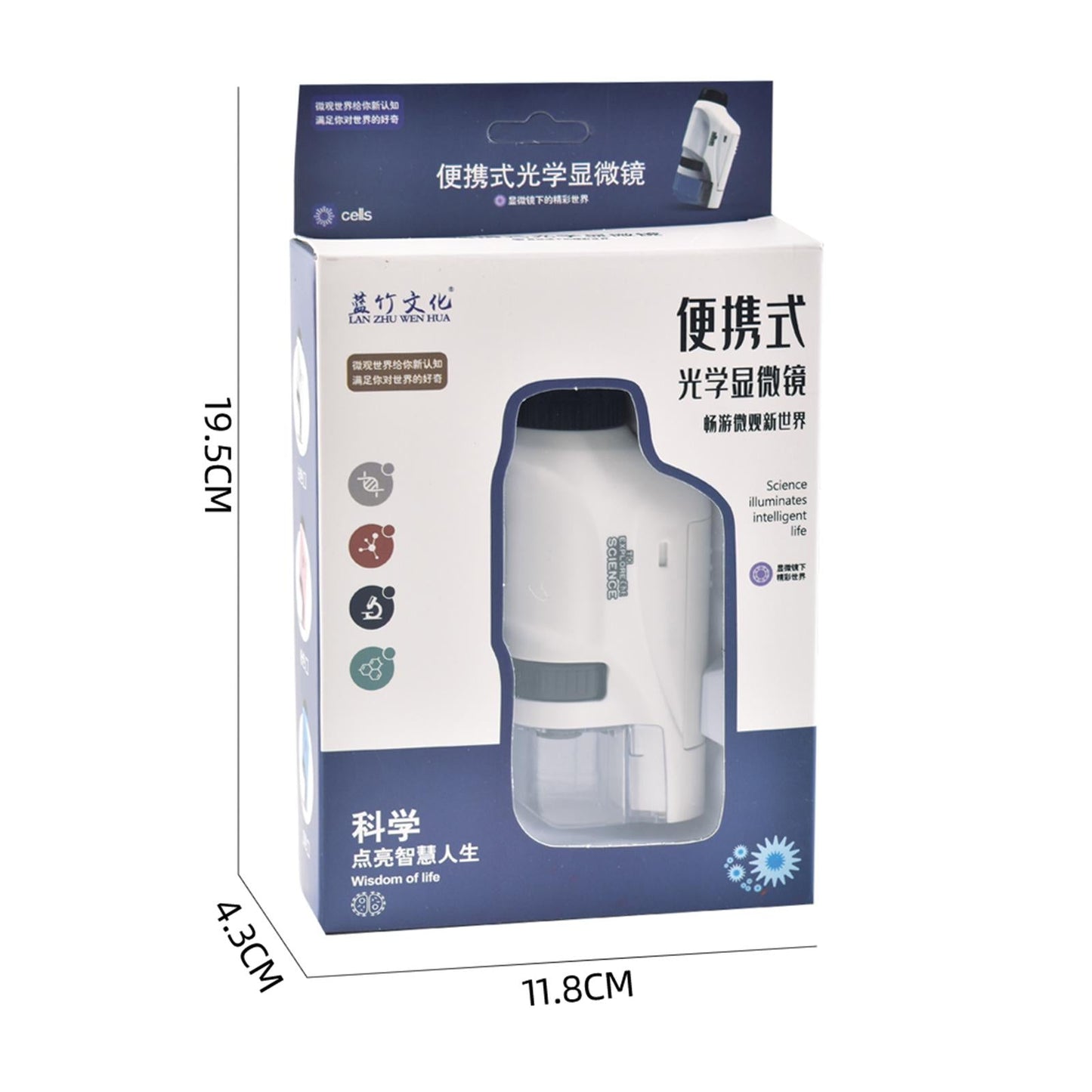 Portable Handheld LED Microscope for Kids Plants Natural Exploration Blue