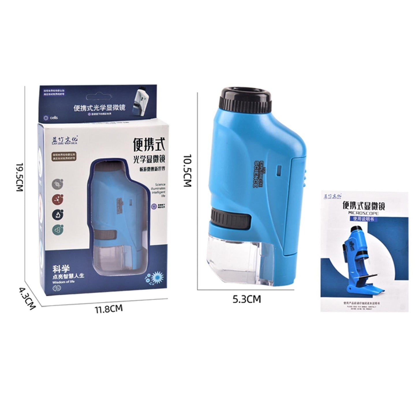 Portable Handheld LED Microscope for Kids Plants Natural Exploration Blue