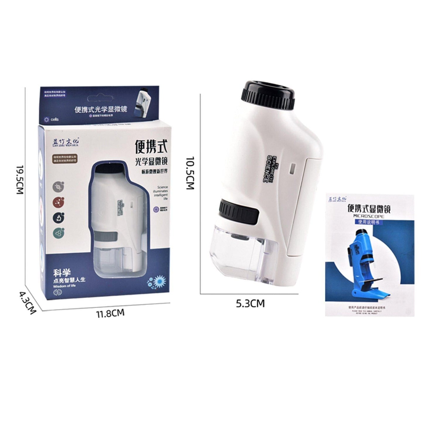 Portable Handheld LED Microscope for Kids Plants Natural Exploration White