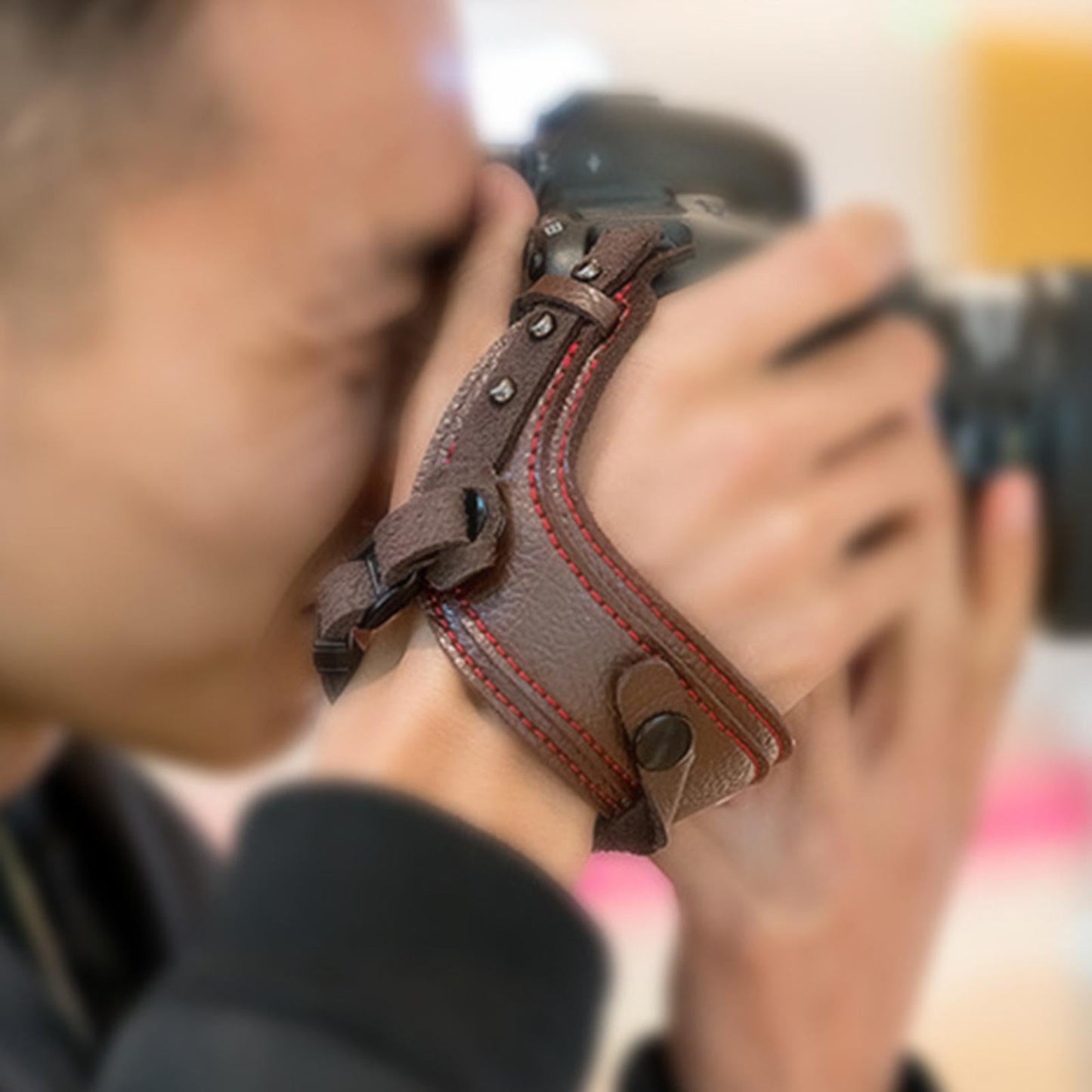 PU Leather Camera Wrist Hand Strap Mirrorless Cameras Wrist Strap One Size Black