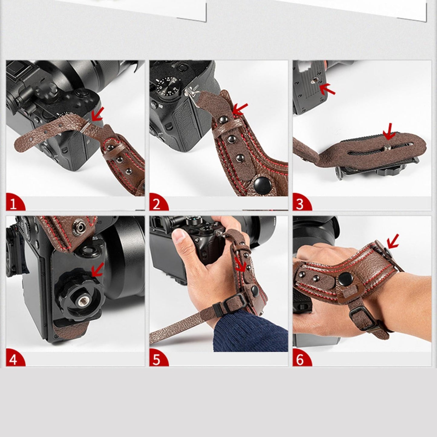 PU Leather Camera Wrist Hand Strap Mirrorless Cameras Wrist Strap One Size Brown