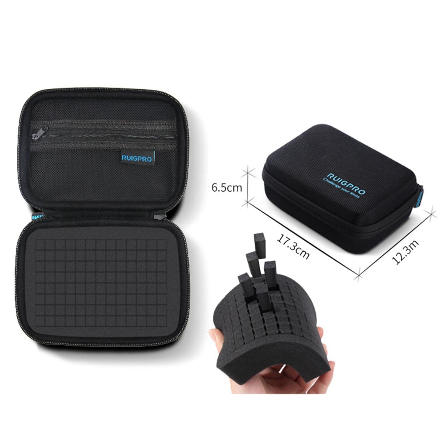 Carrying Case Shock-Proof Portable Travel Bag Action Camera 17.3x12.3x6.5cm