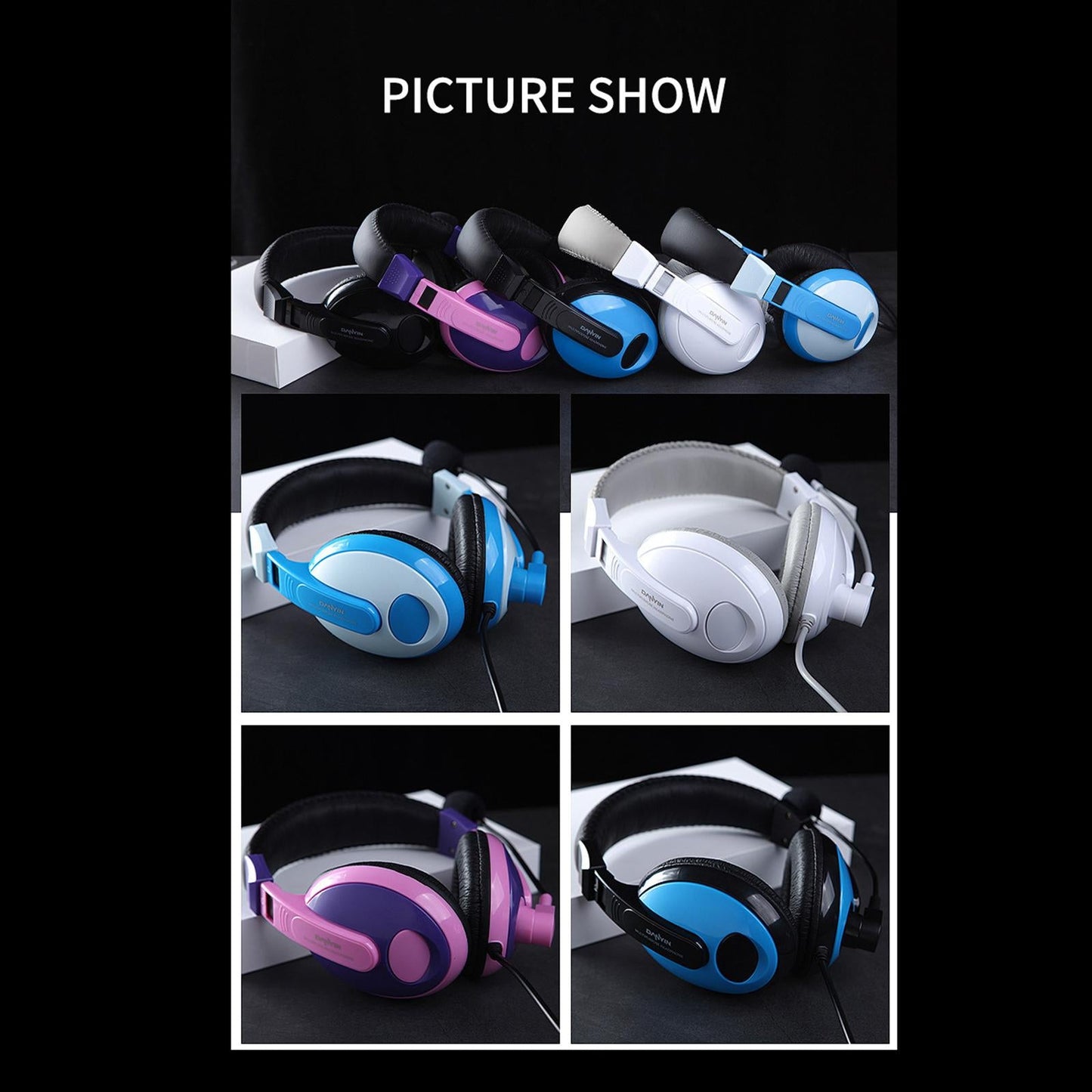 On-Ear Wired 3.5mm Headsets Earphone for Childrens Professional Blue