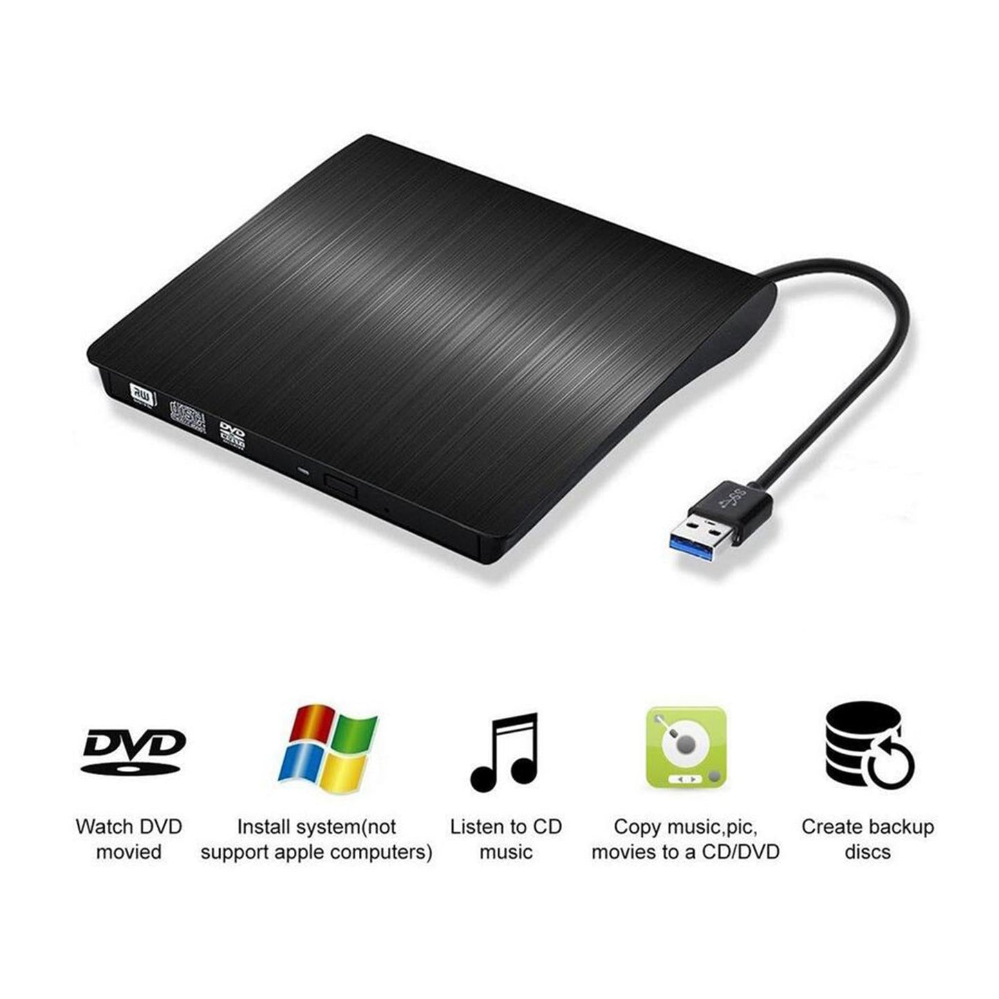 USB 3.0 External DVD Drive Writer Read-Write Recorder DVD-RW for Desktop PC