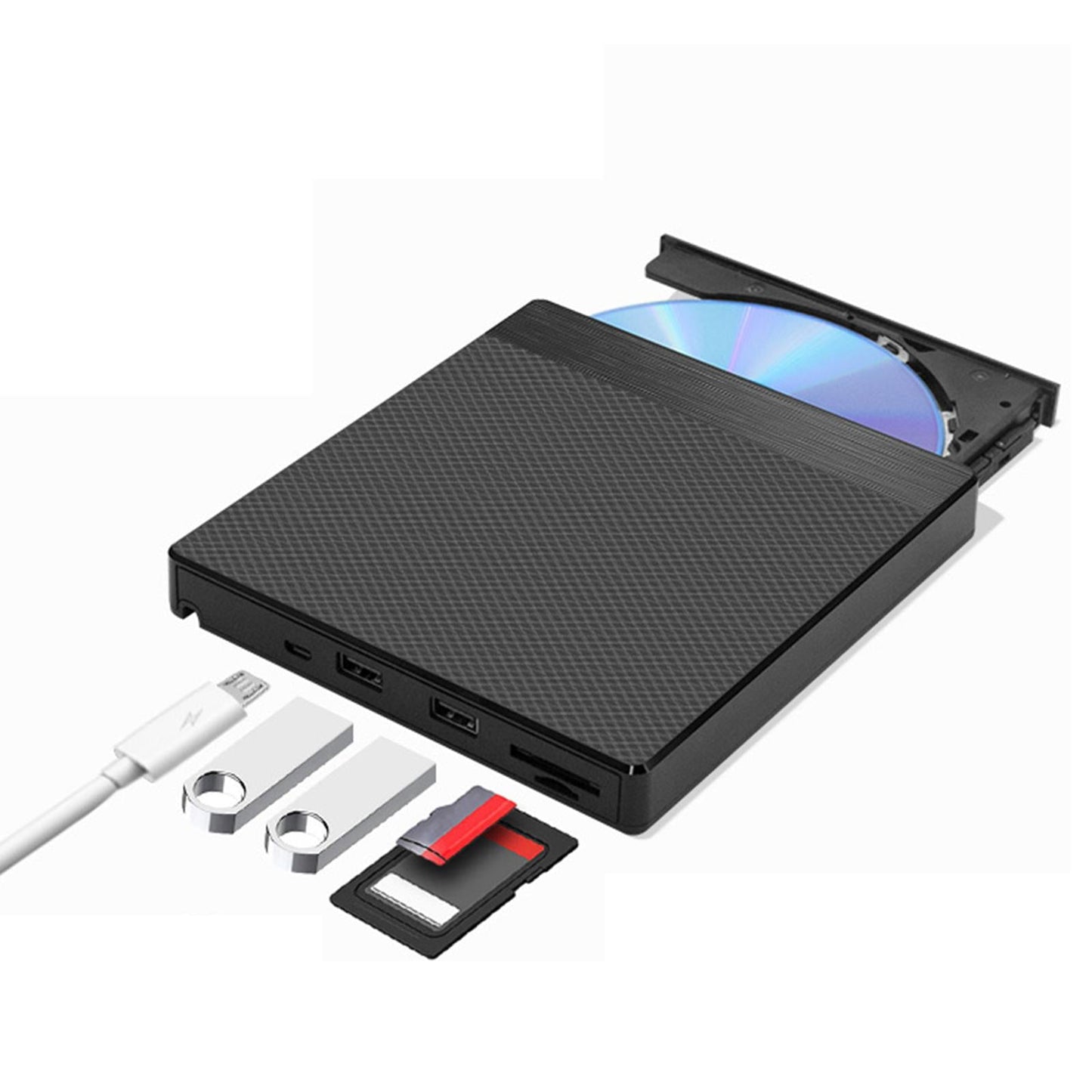 Portable USB Type-C External DVD Drive Player Card Reading DVD-RW Black