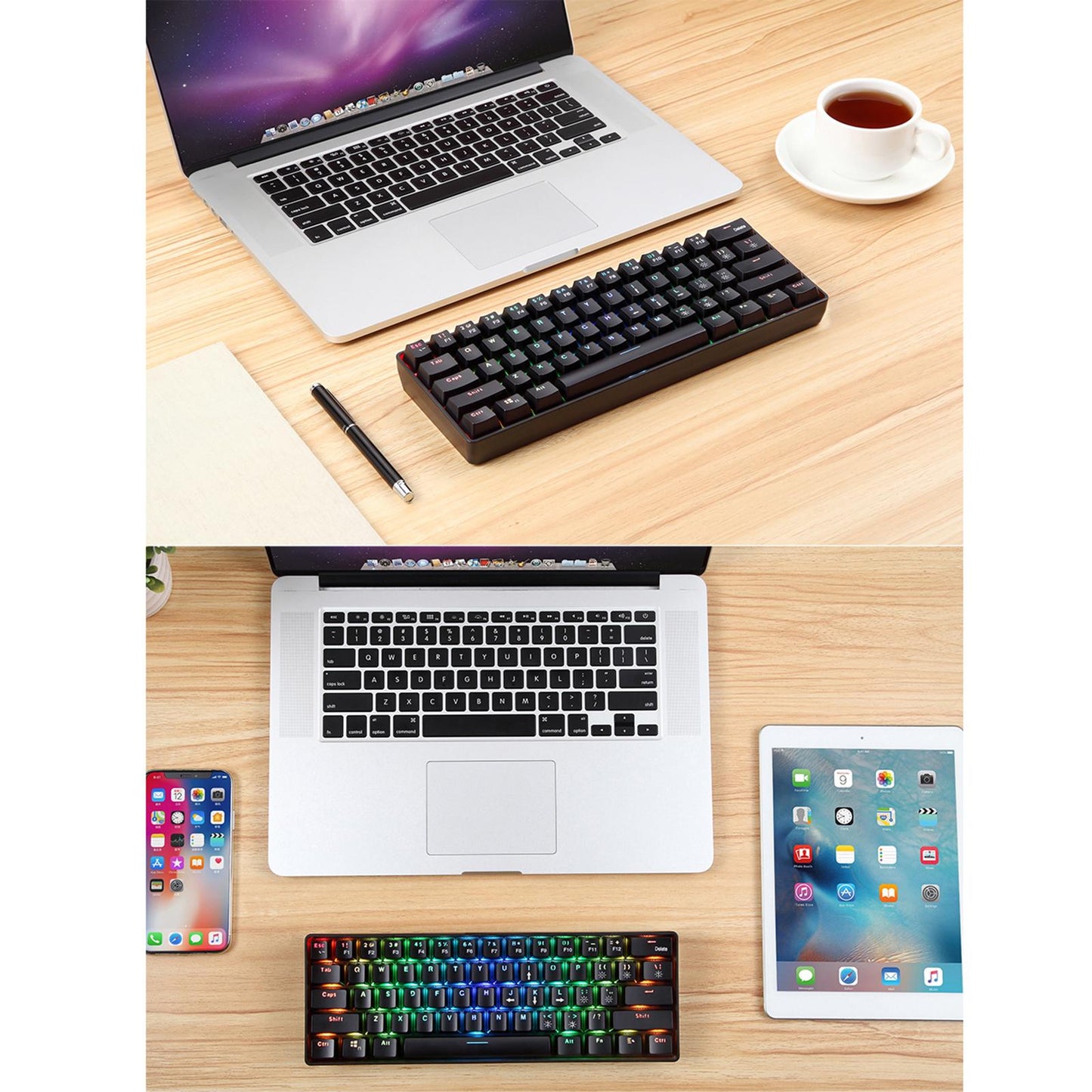 YK600 Mechanical Keyboard RGB Backlight Keyboards for PC Gamer Blue Switch