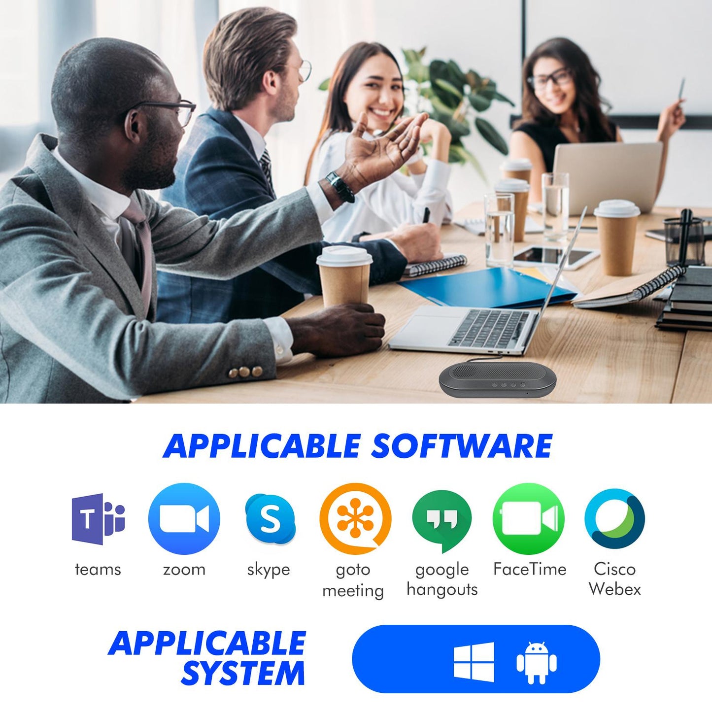 USB Omnidirectional Microphone Portable Conference Speakerphone Easy Install