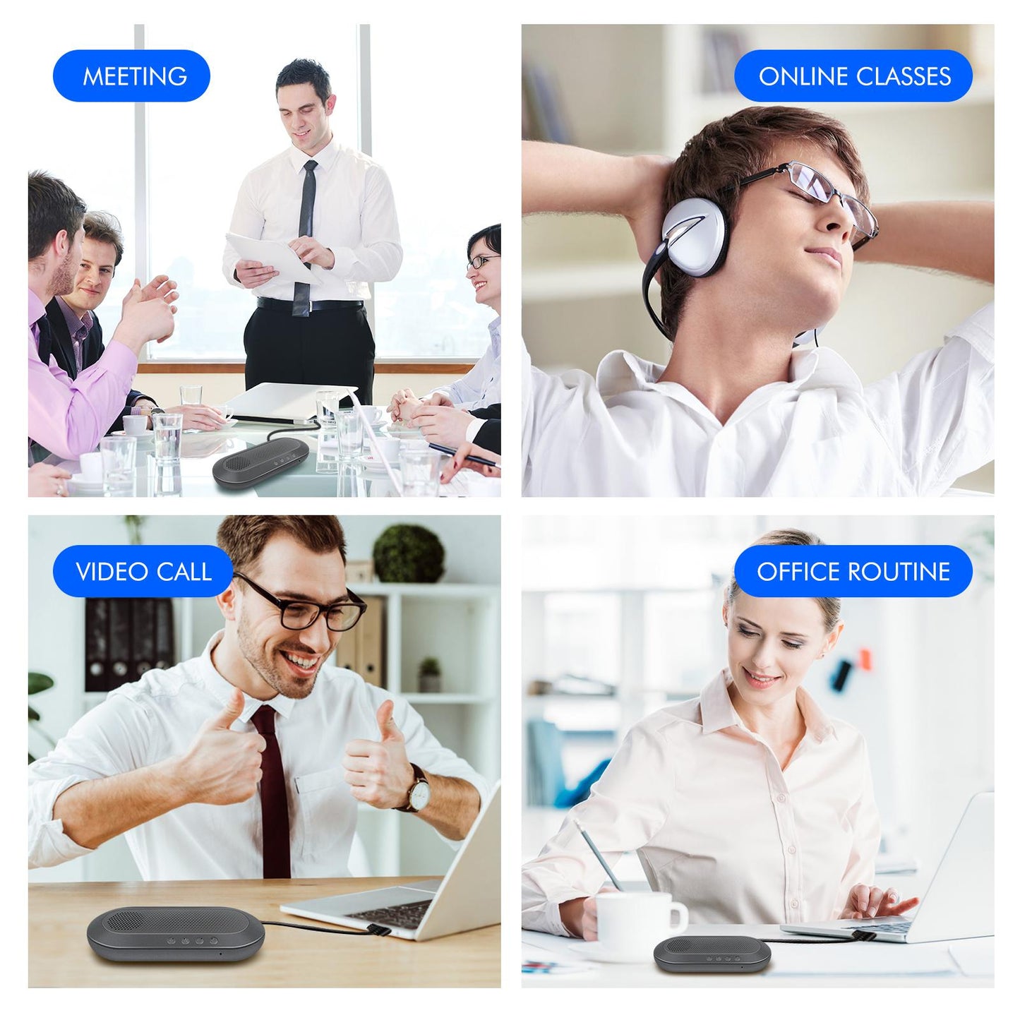 USB Omnidirectional Microphone Portable Conference Speakerphone Easy Install