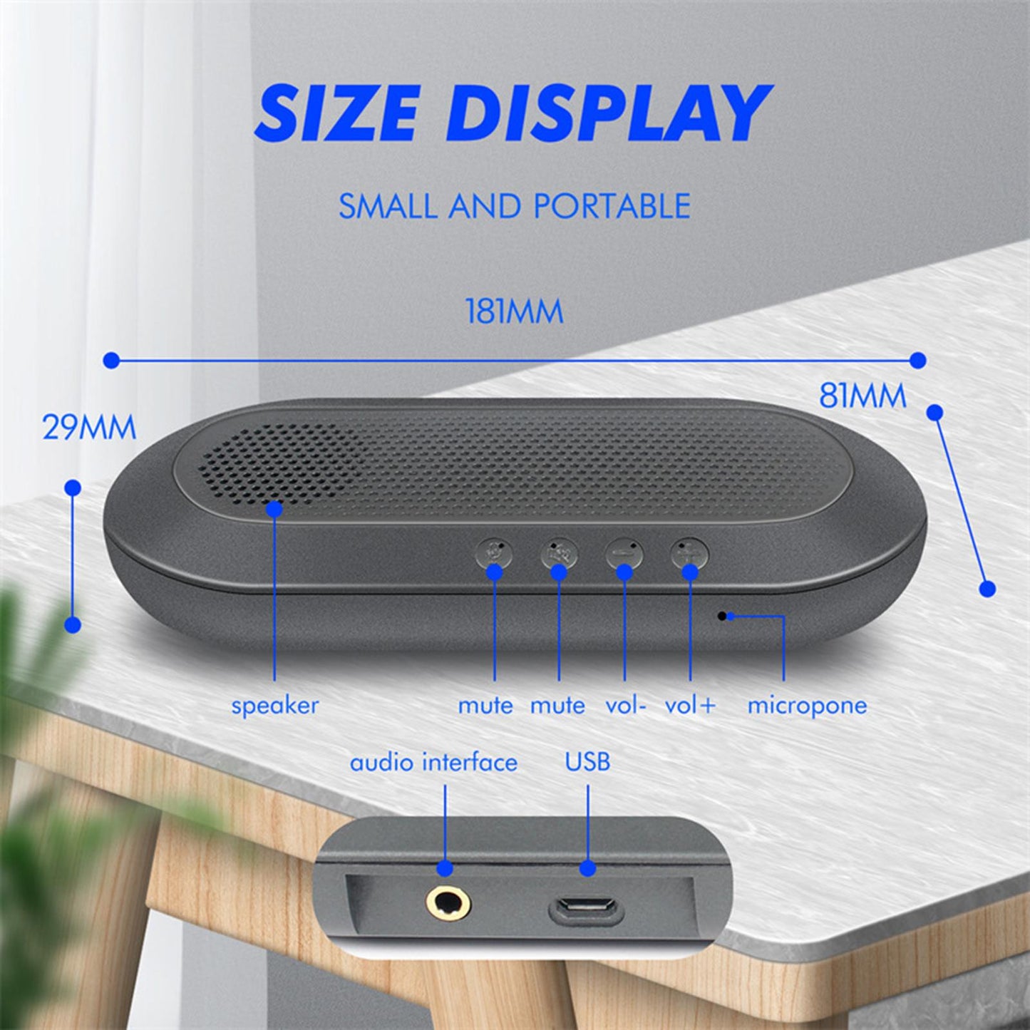 USB Omnidirectional Microphone Portable Conference Speakerphone Easy Install