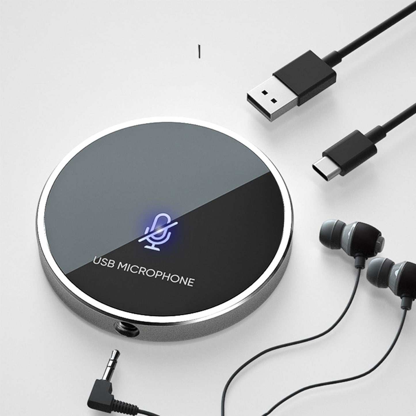 Conference Microphone Mute Plug and Play USB Mic Stereo for Laptop Gaming