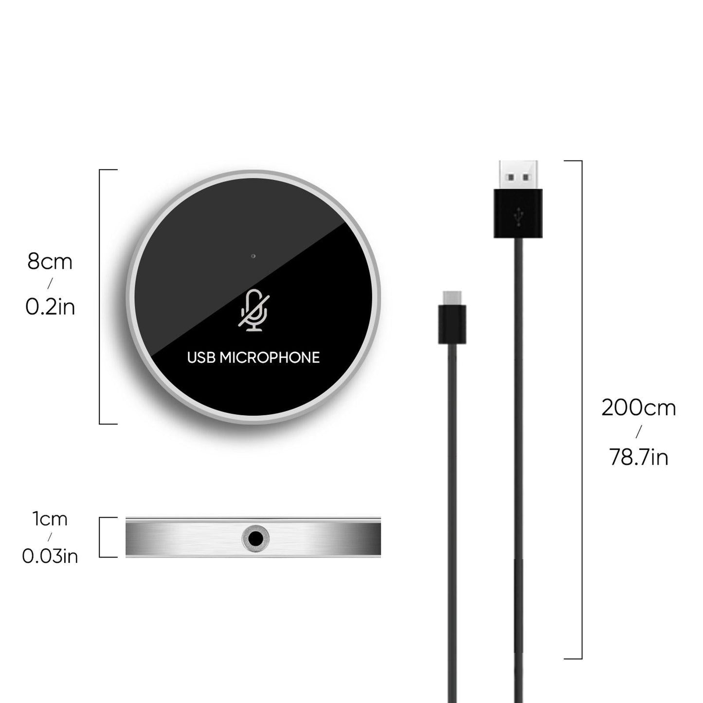 Conference Microphone Mute Plug and Play USB Mic Stereo for Laptop Gaming