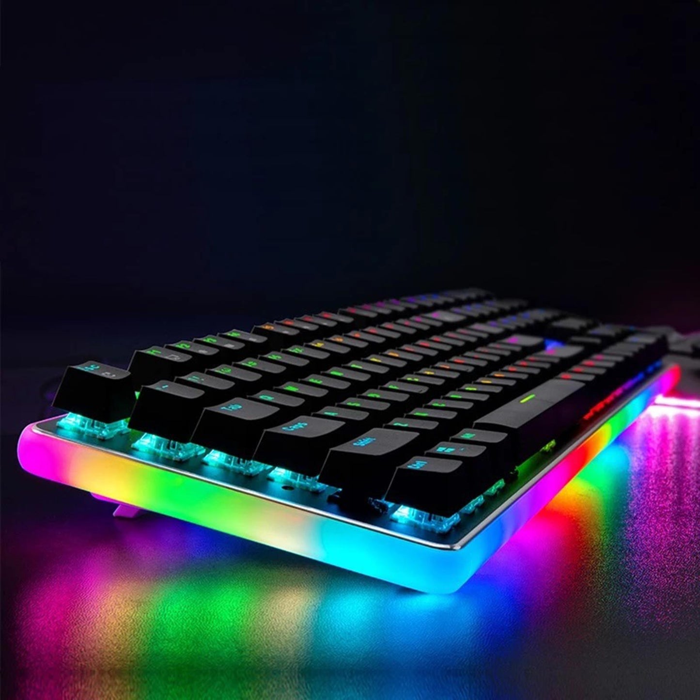 Mechanical Keyboard USB Wired 108 Keys with RGB Backlight for Computer PC Red Switch Black