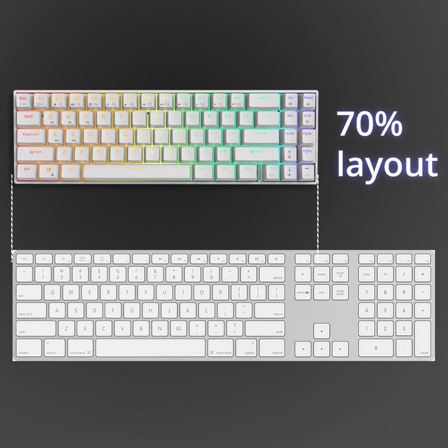 RK71 71 Keys Mechanical Keyboard RGB Backlight for Gamer White Brown Switch