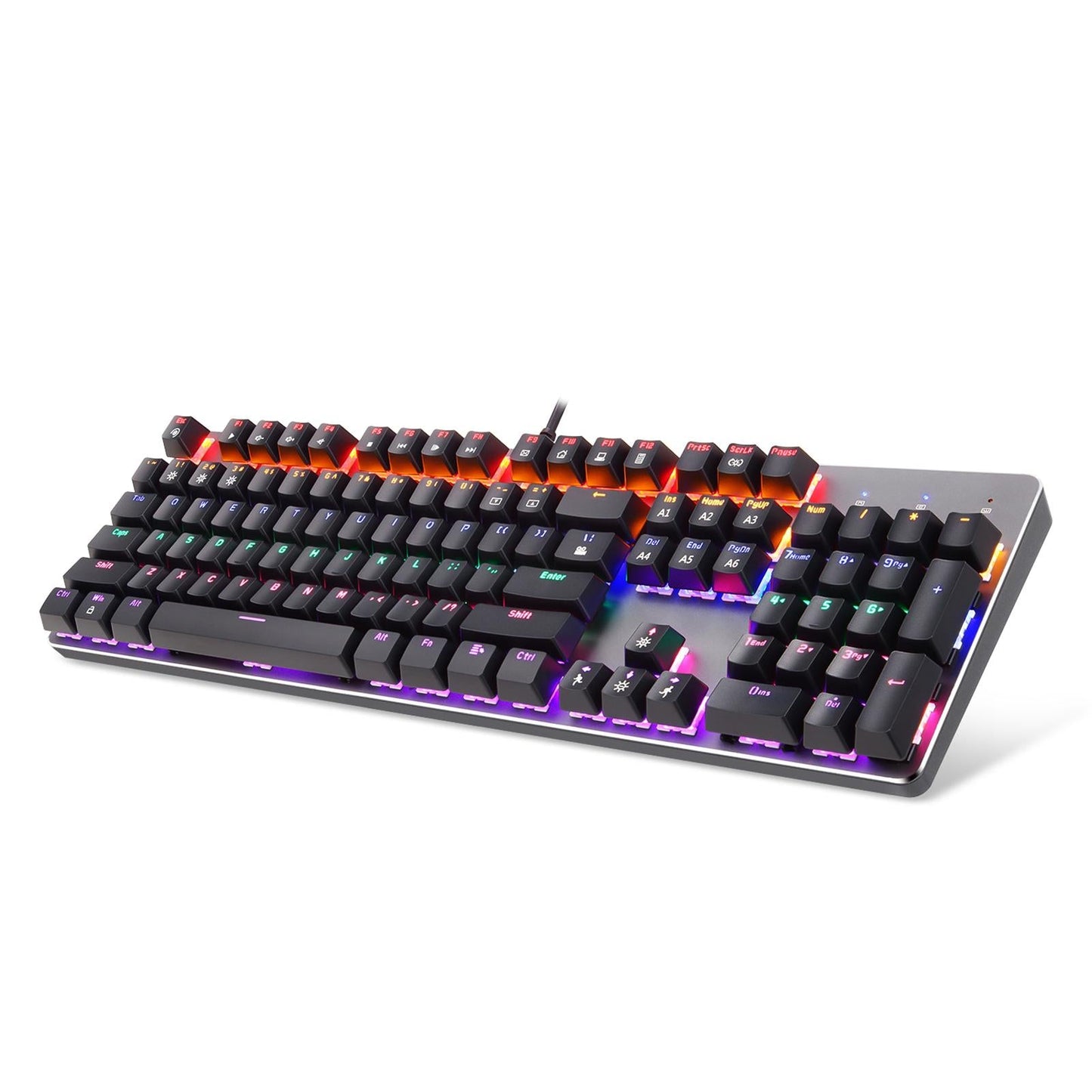 Mechanical Keyboard LED Wired 104 Keys for Office Gaming PC English