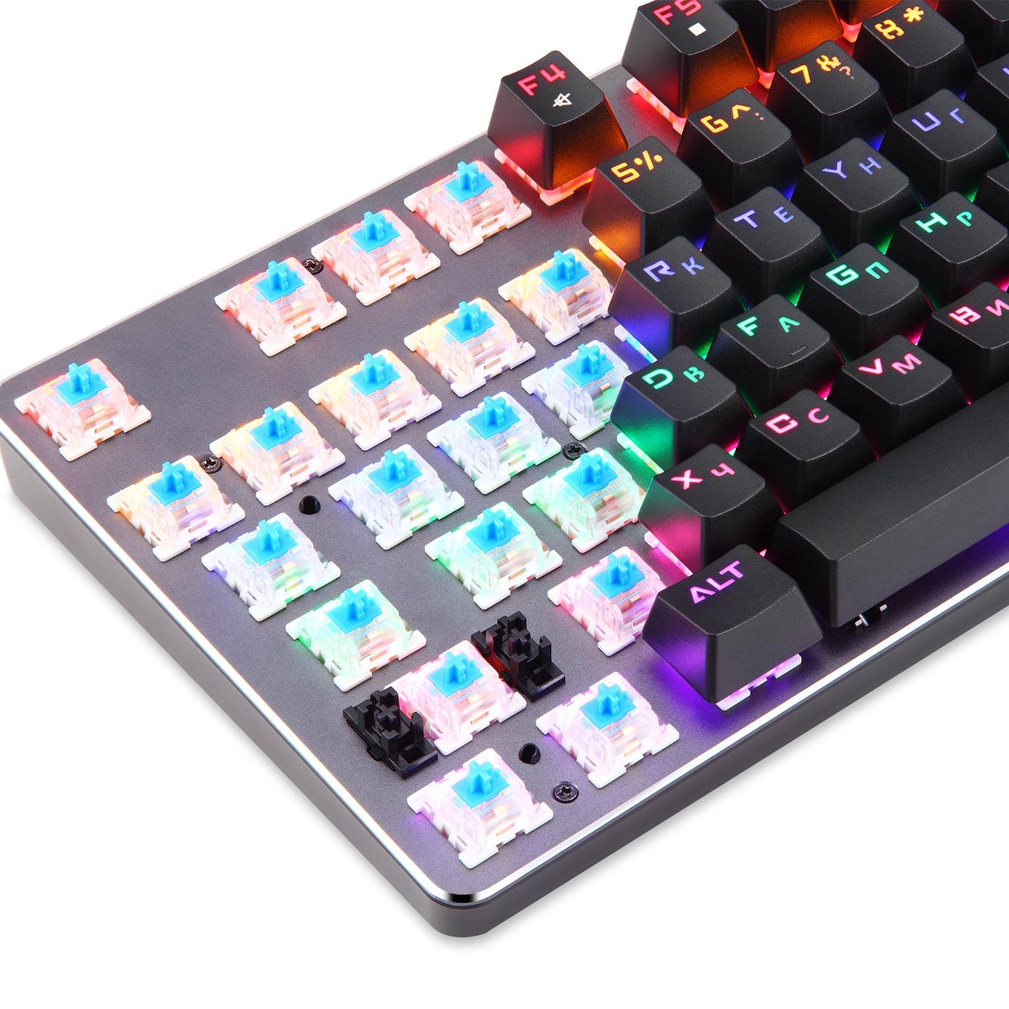 Mechanical Keyboard LED Wired 104 Keys for Office Gaming PC English Russian