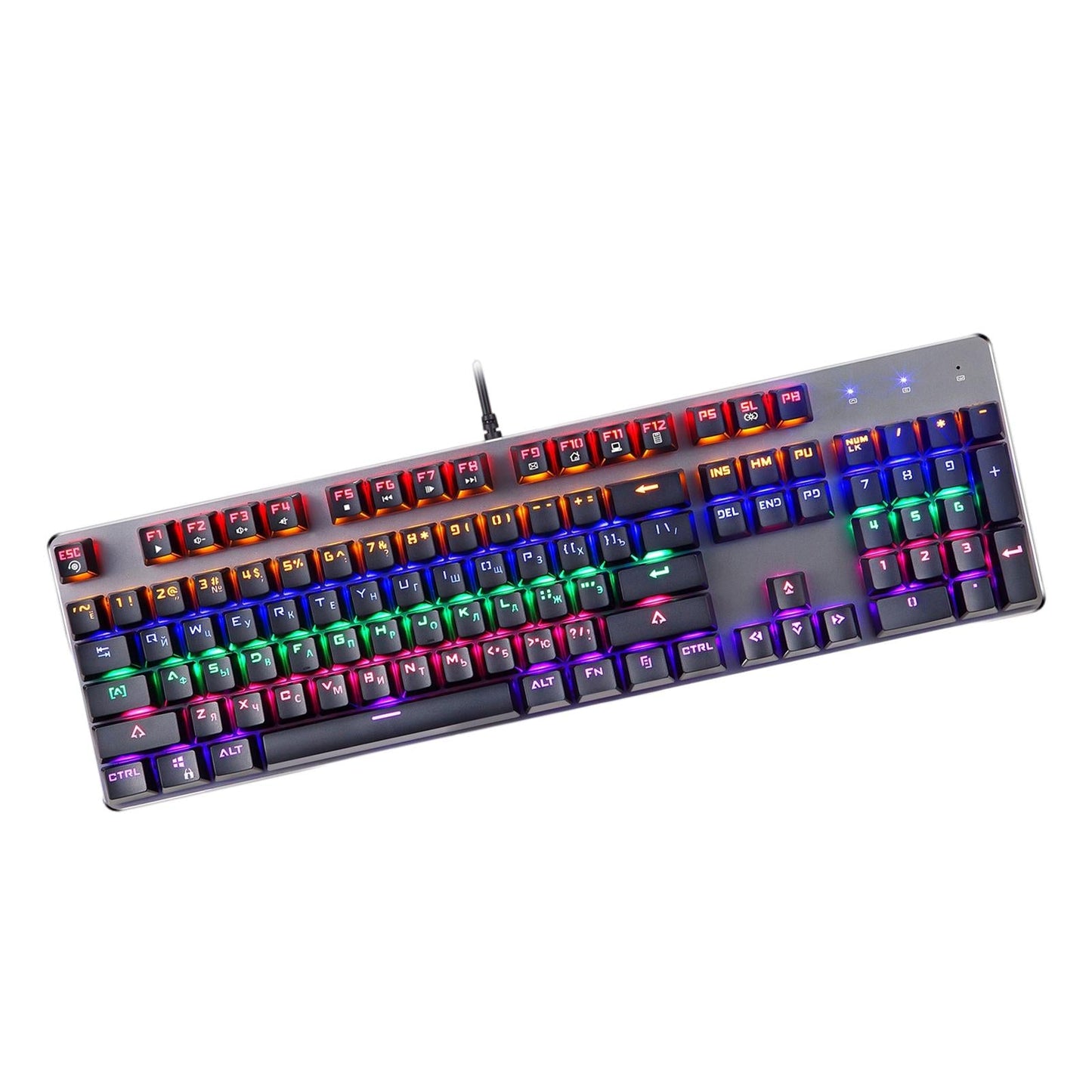 Mechanical Keyboard LED Wired 104 Keys for Office Gaming PC English Russian