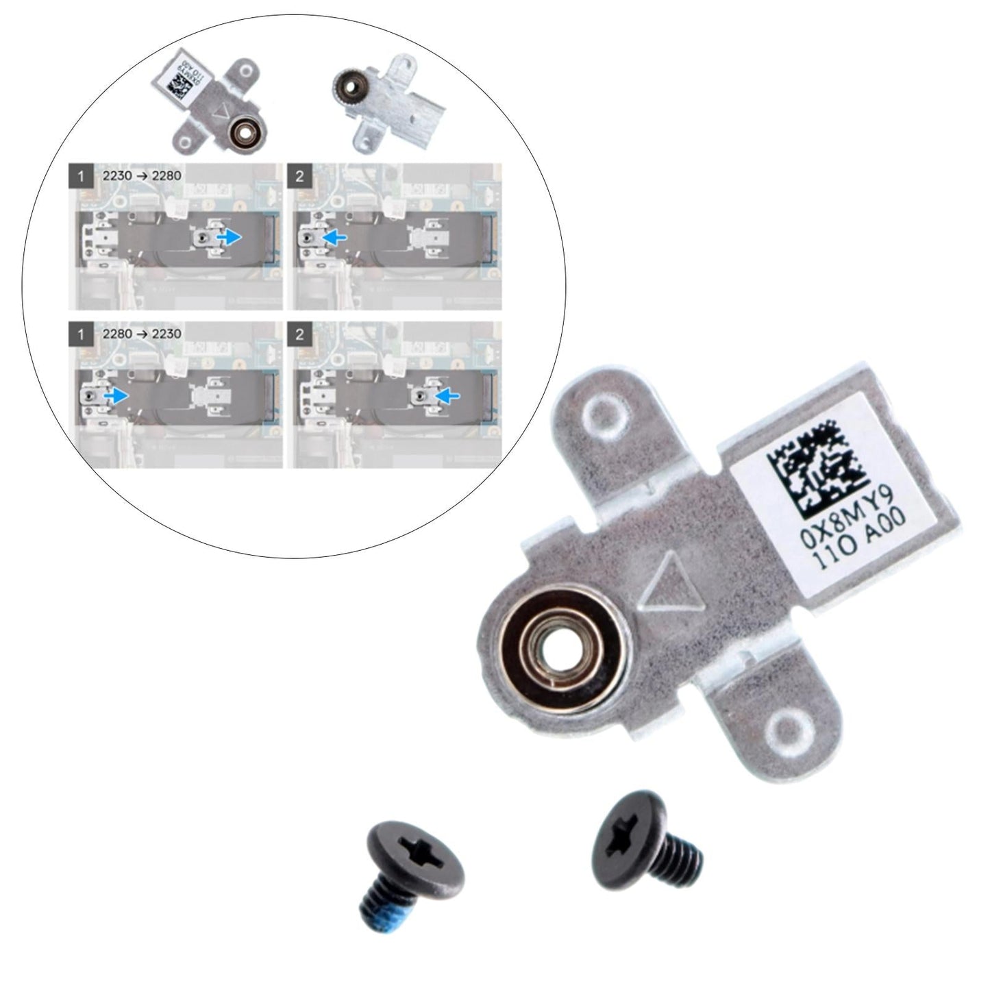 M.2 2230 2280 x8My9 SSD Bracket Holder Durable for Dell G15 5510 5511 5515