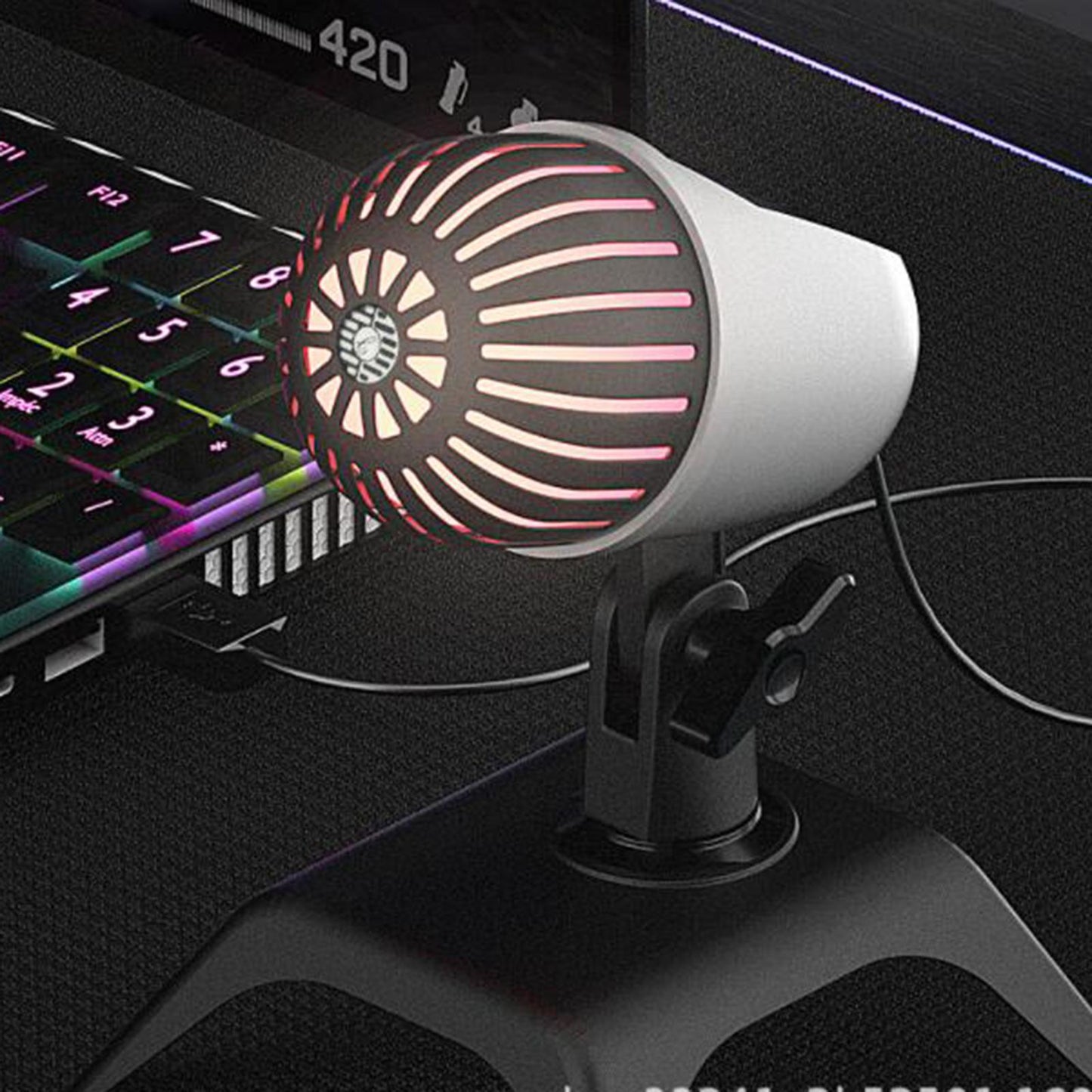 Condenser Microphone USB Mic Desktop Stand Portable 200cm Cable Universal