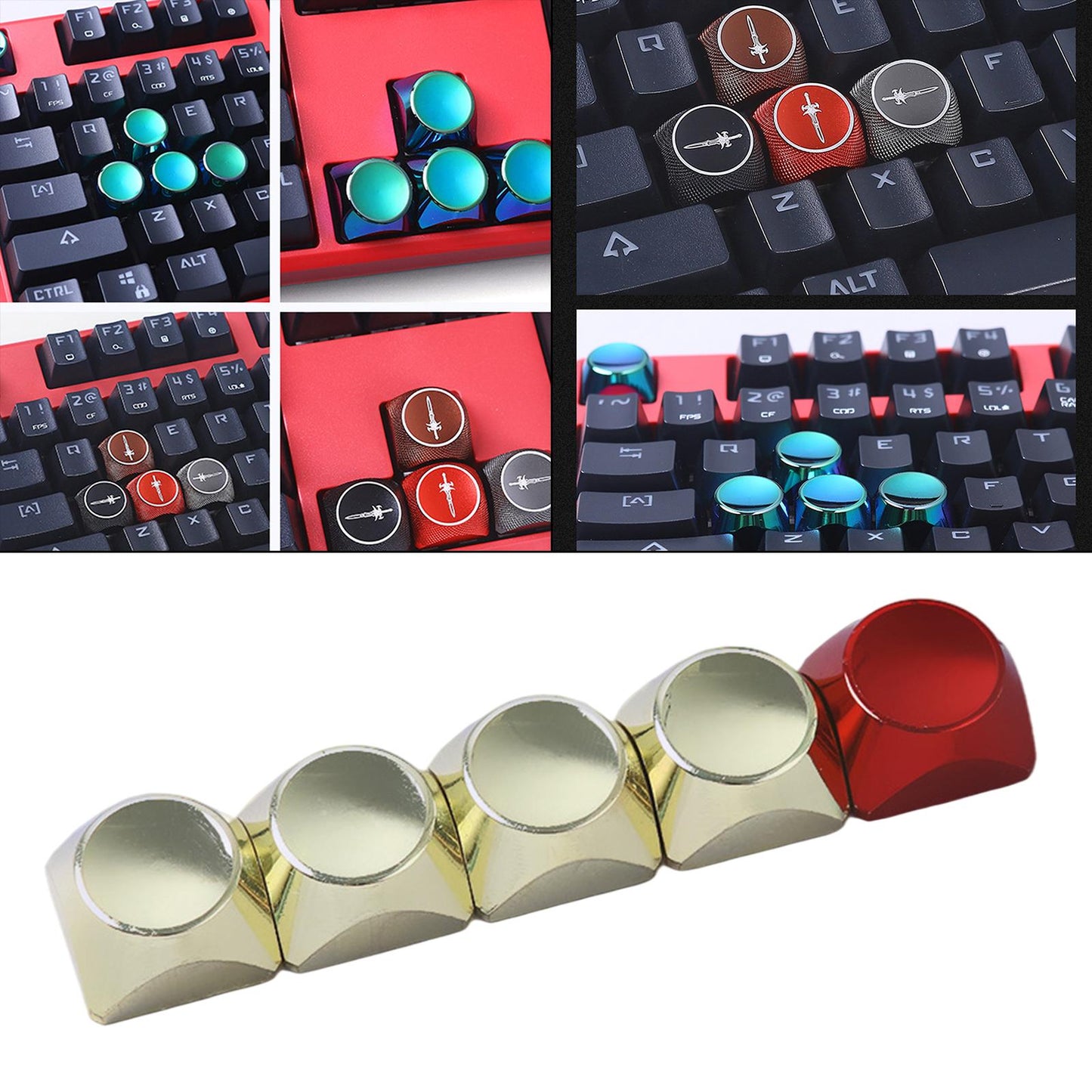 5 Keys Keycaps Set Aluminium Alloy KeyCaps ESC Direction keycap Gold Plating