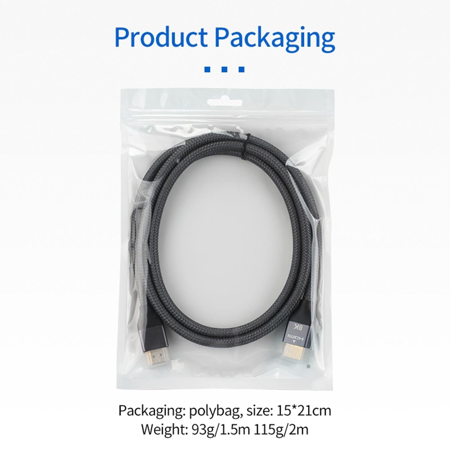 HDMI 2.1 Cable 8K 60Hz 4K 120Hz High Speed Video Cord 1.2 meters