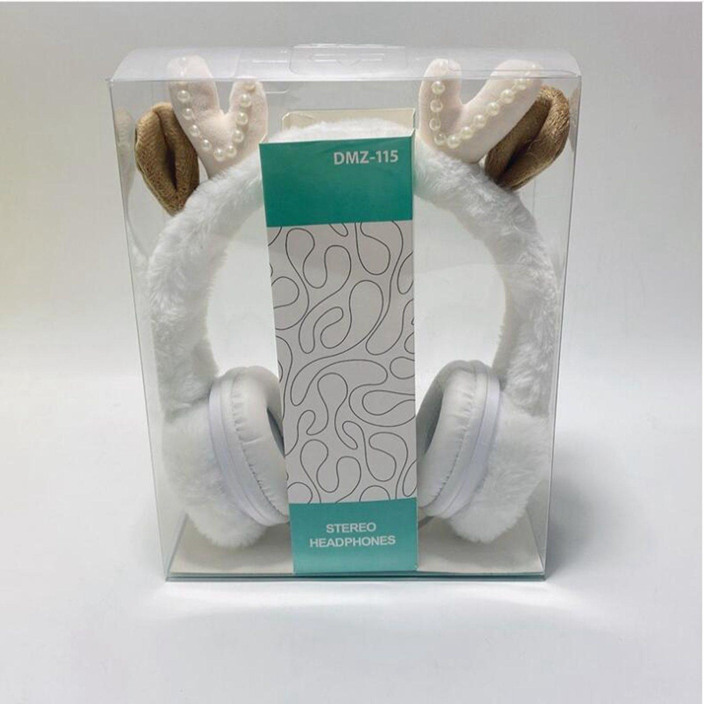 Wired Plush Antlers Headset with Microphone HiFi for Gaming Kid Adult White