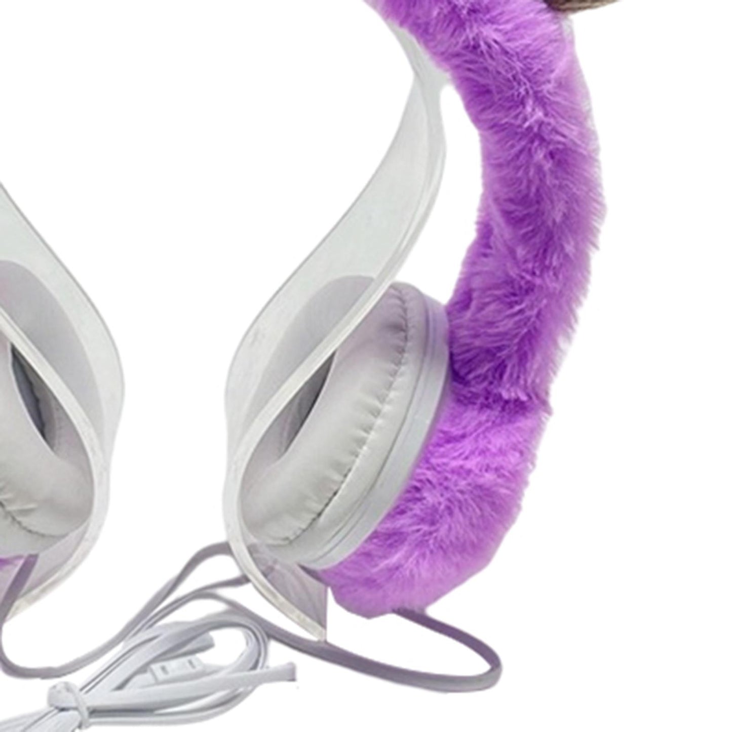 Wired Plush Antlers Headset with Microphone HiFi for Gaming Kid Adult Purple