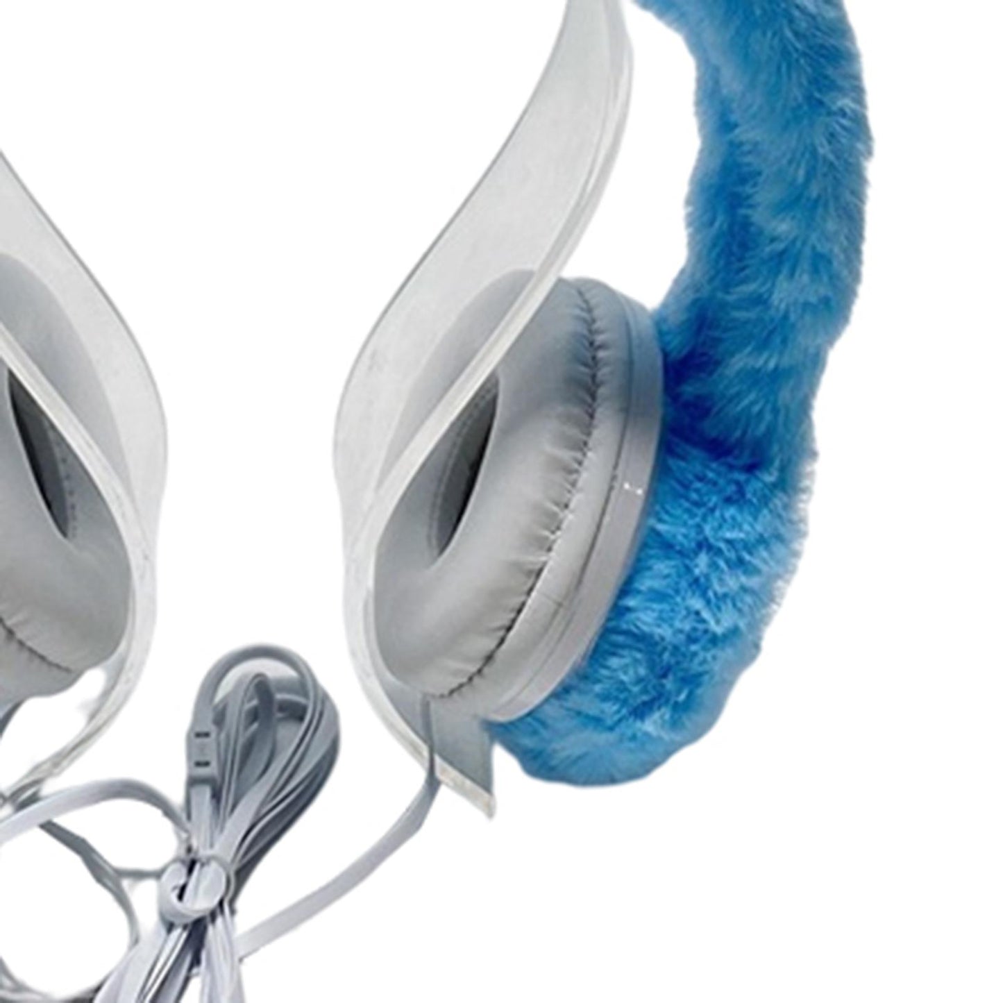 Wired Plush Antlers Headset with Microphone HiFi for Gaming Kid Adult Blue