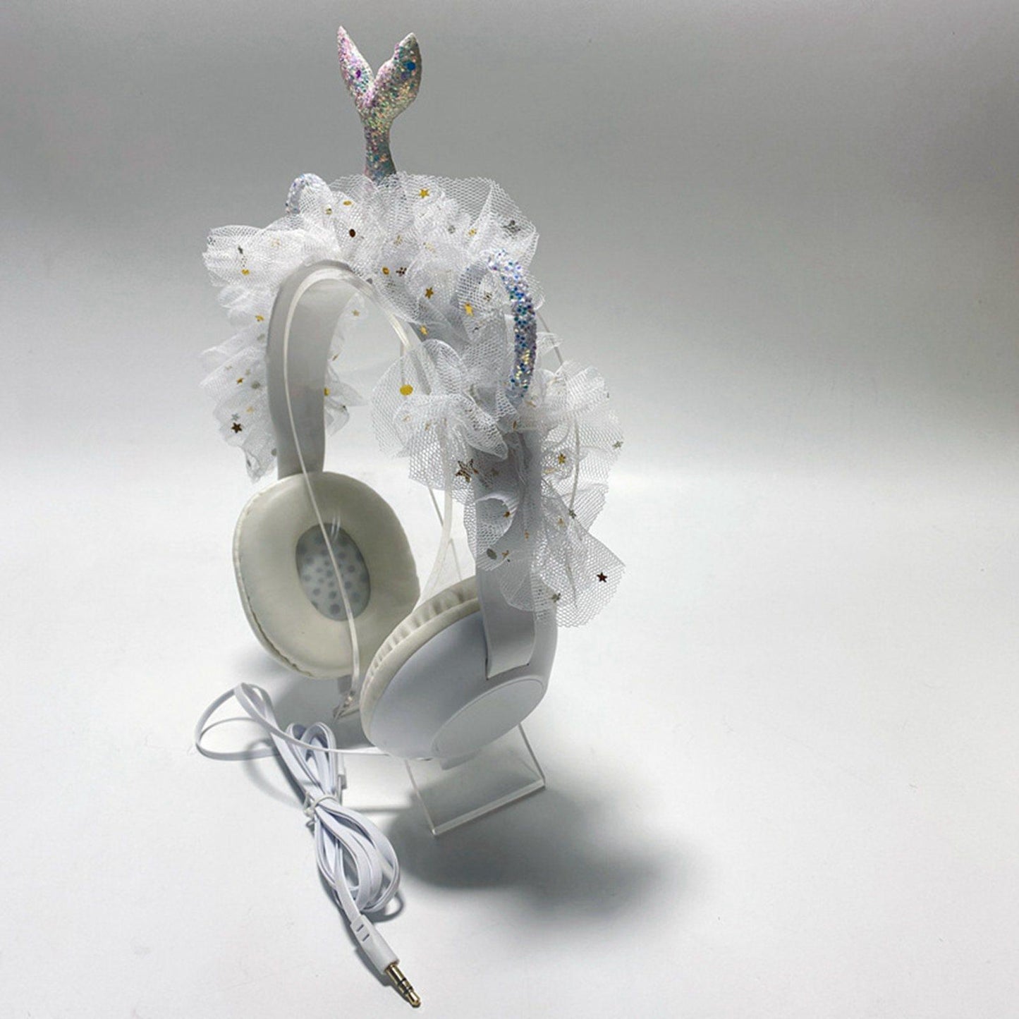 Wired Mermaid Headset HiFi with Mic for Gaming Mobile Phones Kid Adult White