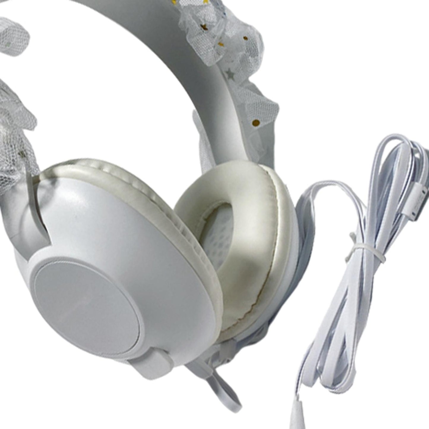 Wired Mermaid Headset HiFi with Mic for Gaming Mobile Phones Kid Adult White
