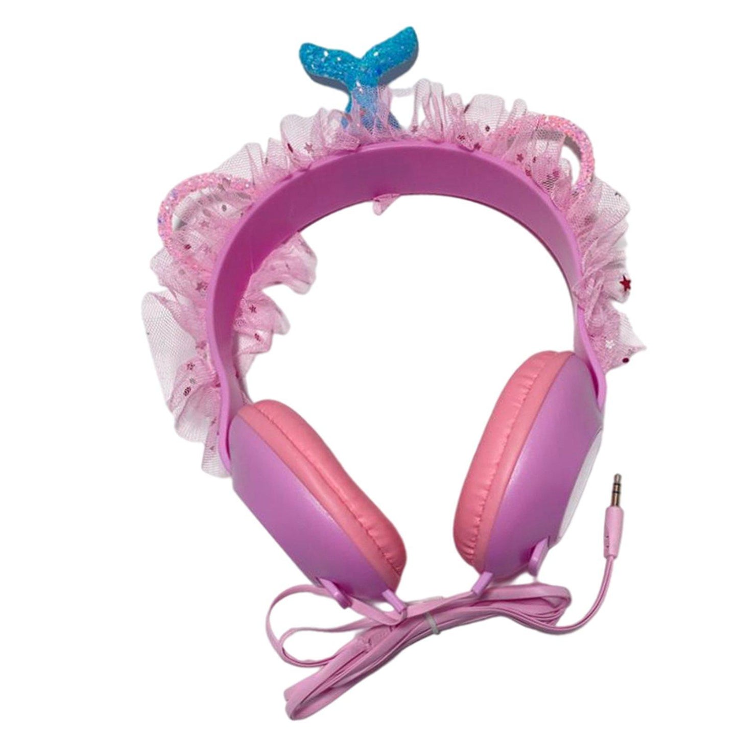 Wired Mermaid Headset HiFi with Mic for Gaming Mobile Phones Kid Adult Pink