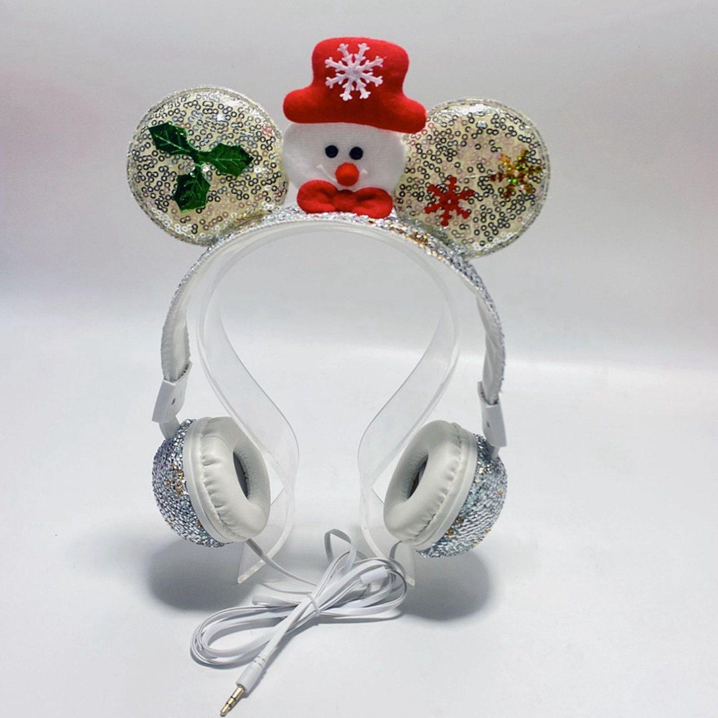 Wired Snowman Headset HiFi with Mic for Gaming Laptops Kids Adults White