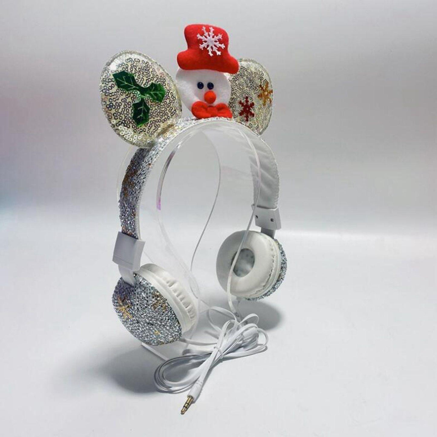 Wired Snowman Headset HiFi with Mic for Gaming Laptops Kids Adults White