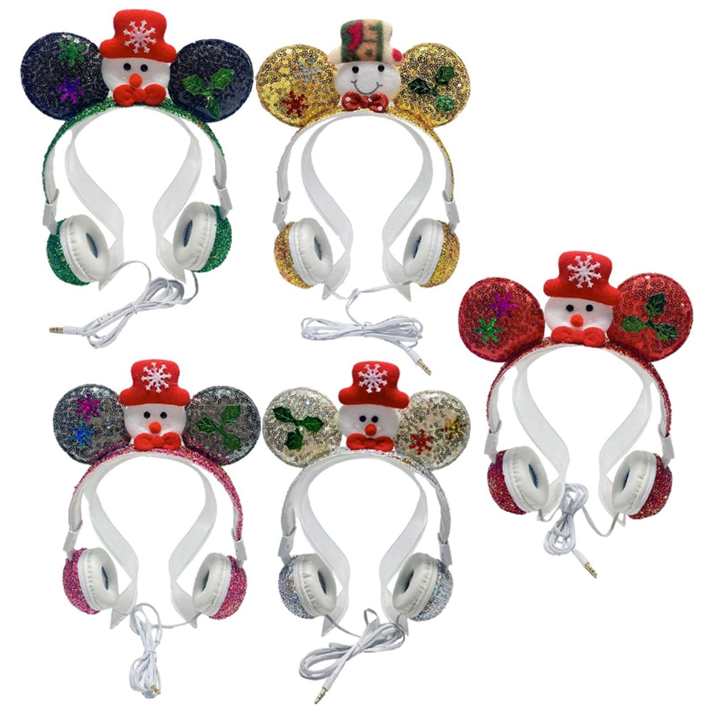 Wired Snowman Headset HiFi with Mic for Gaming Laptops Kids Adults White